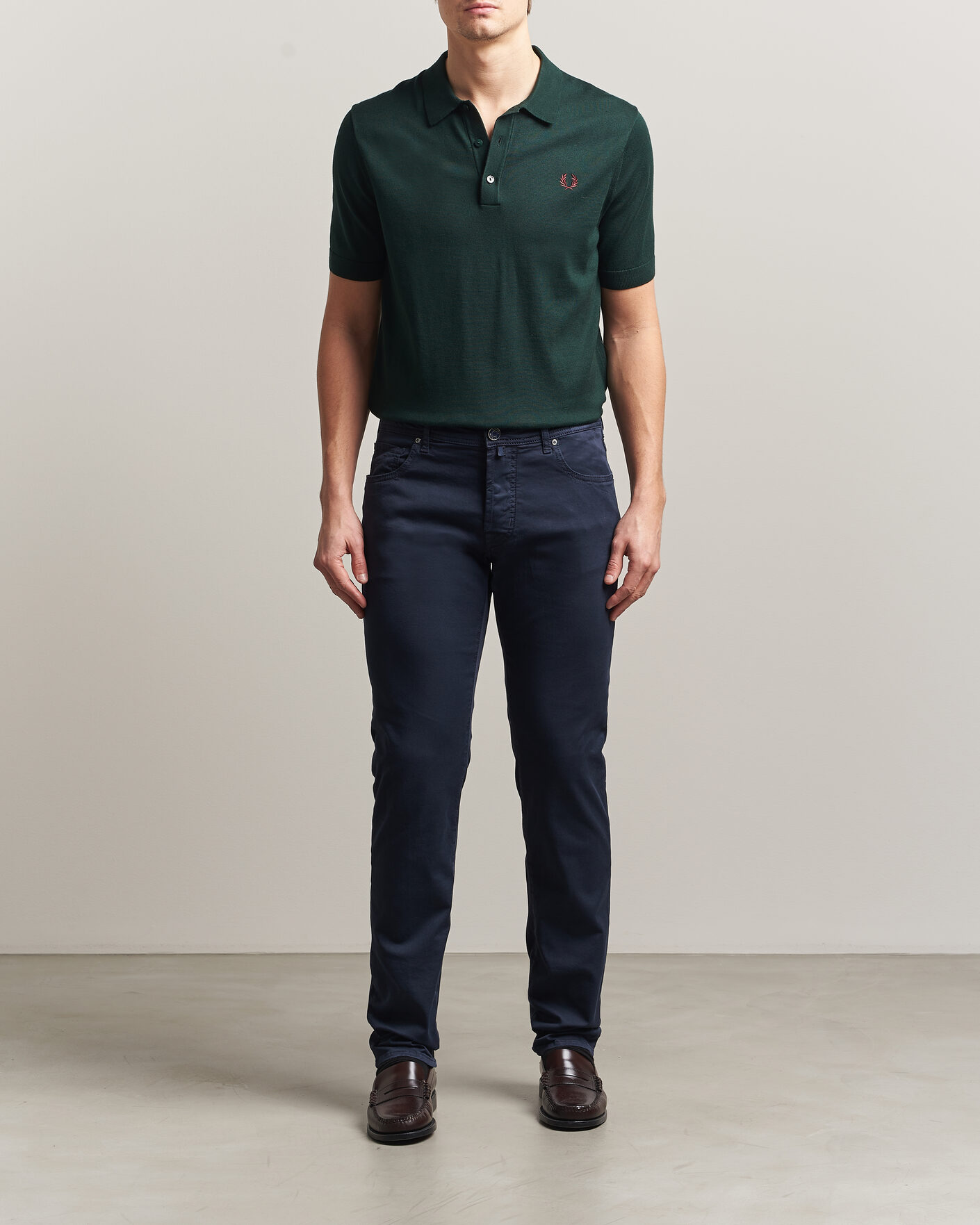 Mies | Housut | Jacob Cohën | Bard Garment Dyed Gabardine Trousers Navy Blue