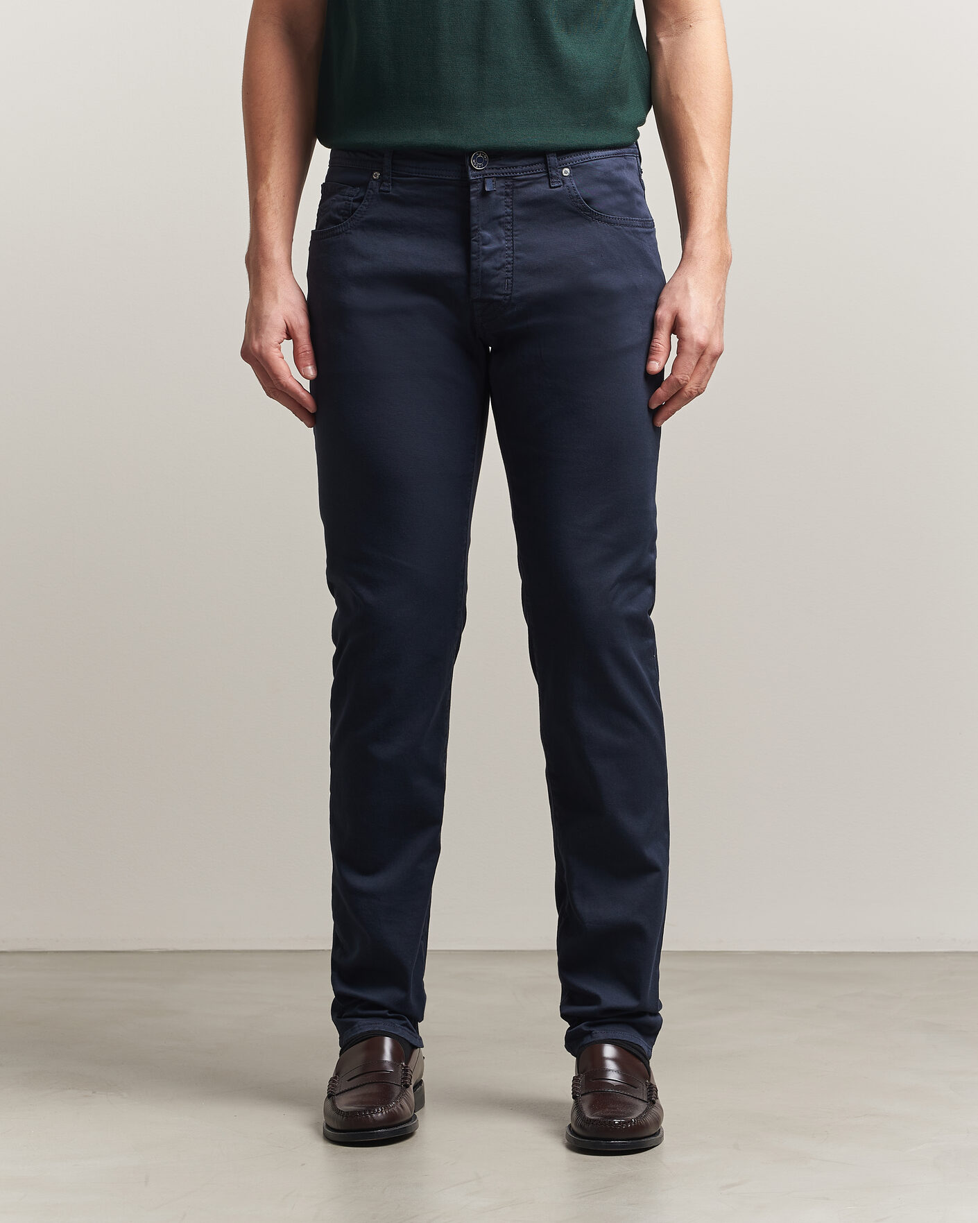 Mies | Housut | Jacob Cohën | Bard Garment Dyed Gabardine Trousers Navy Blue
