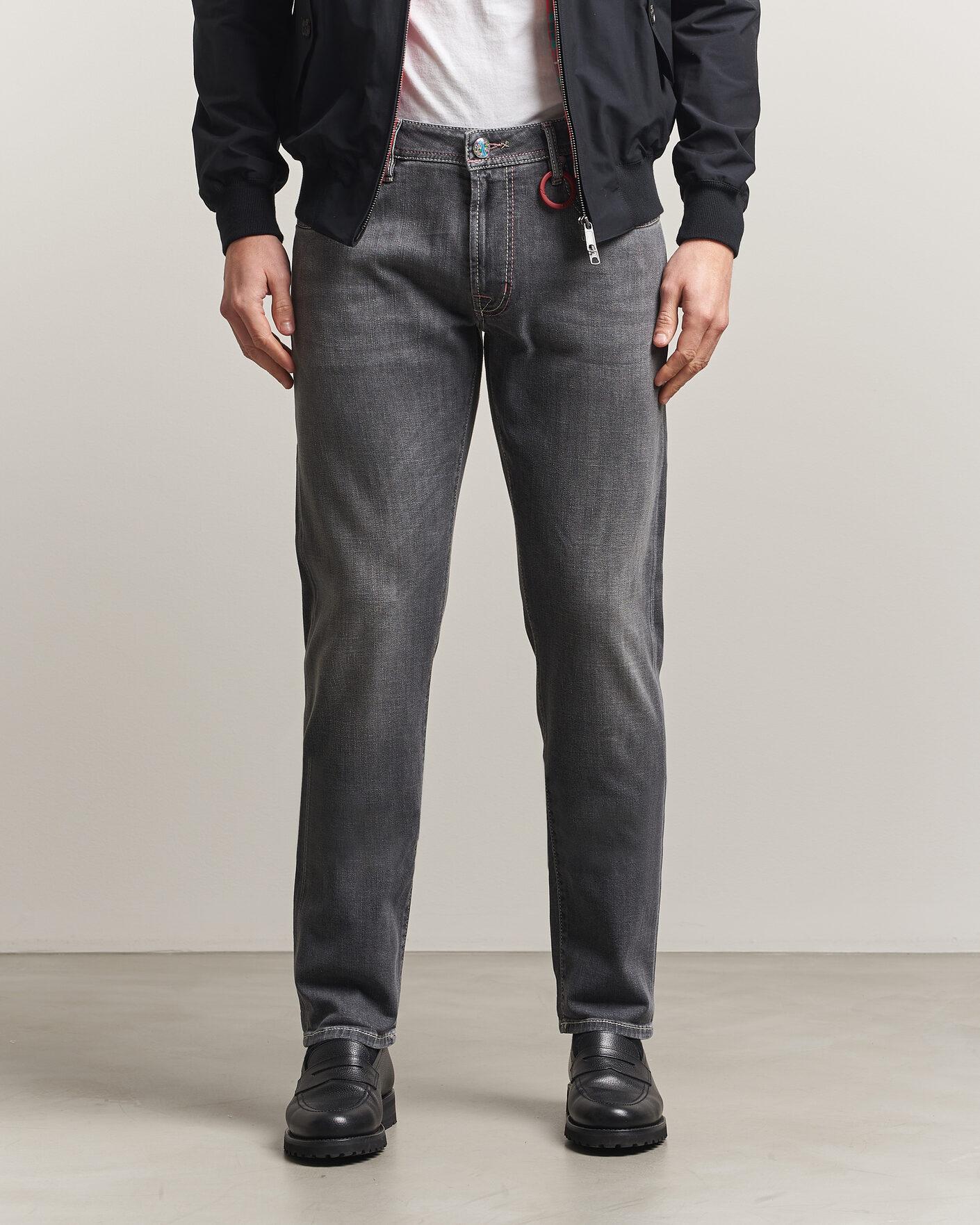 Mies | Farkut | Tramarossa | Michelangelo Contrast Seam Stretch Jeans Dark Grey