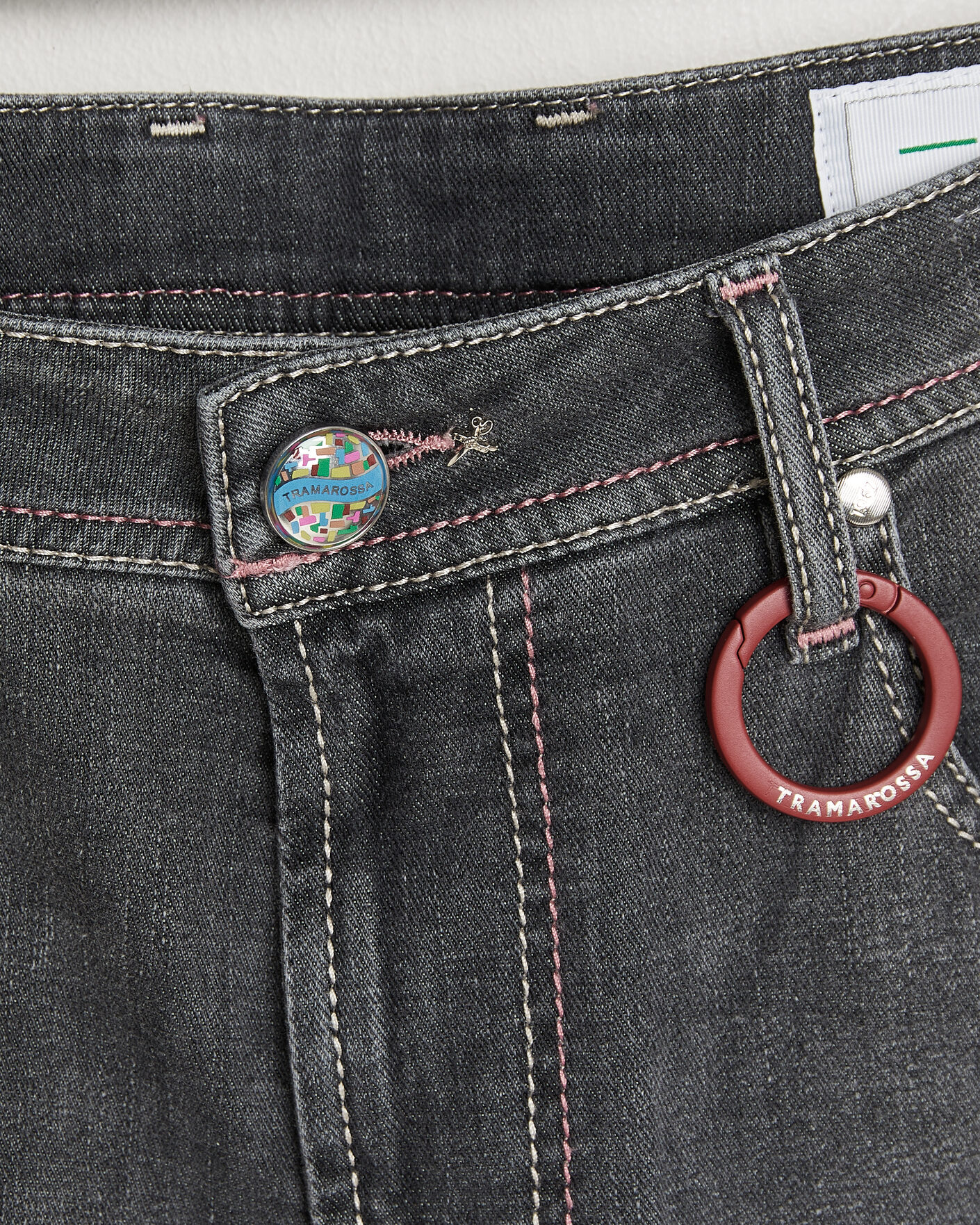 Mies | Farkut | Tramarossa | Michelangelo Contrast Seam Stretch Jeans Dark Grey