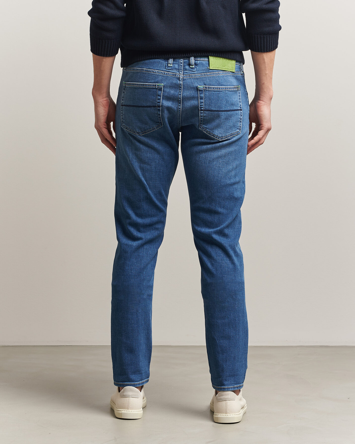 Mies | Farkut | Tramarossa | Michelangelo Contrast Seam Stretch Jeans Mid Blue
