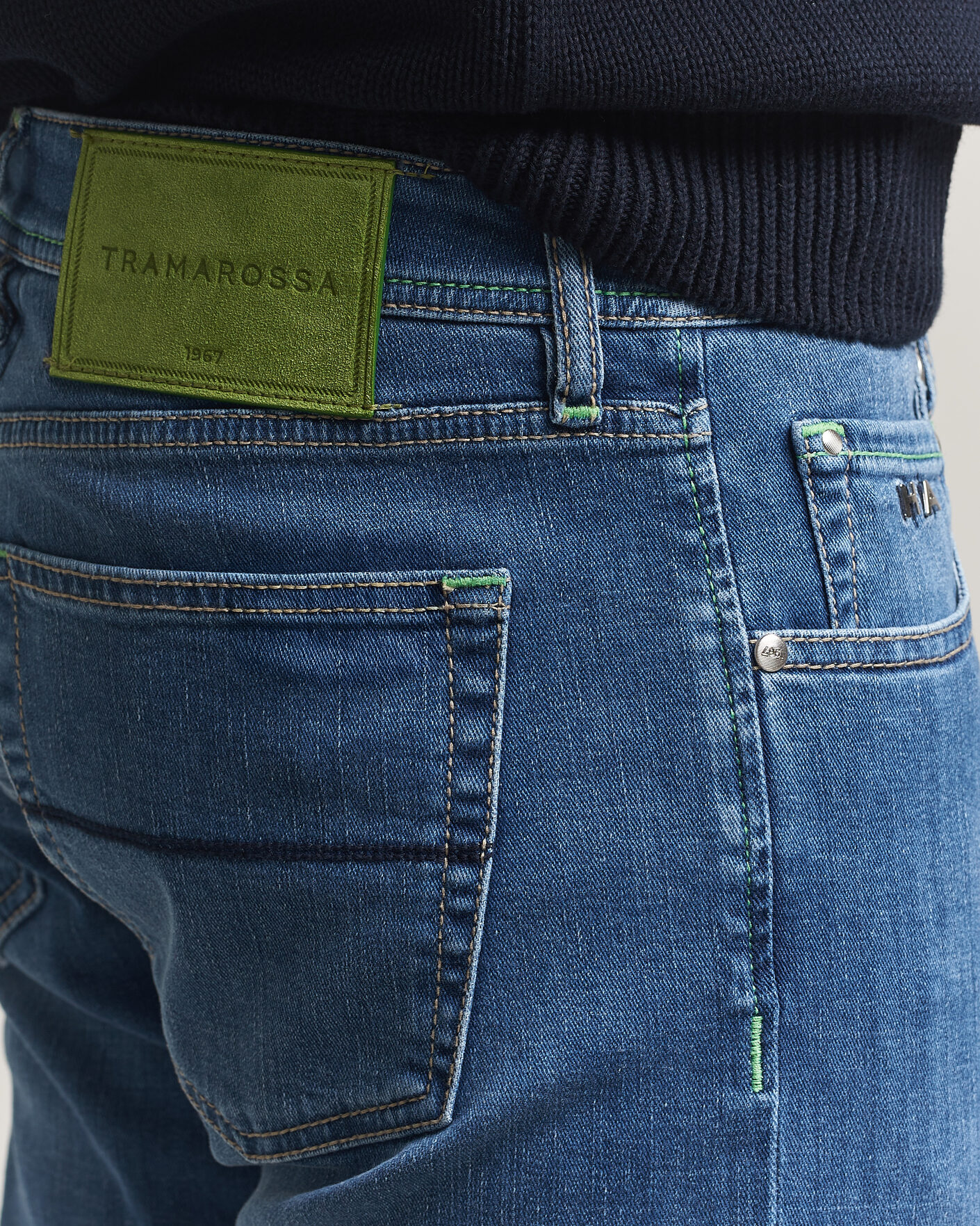 Mies | Housut | Tramarossa | Michelangelo Contrast Seam Stretch Jeans Mid Blue