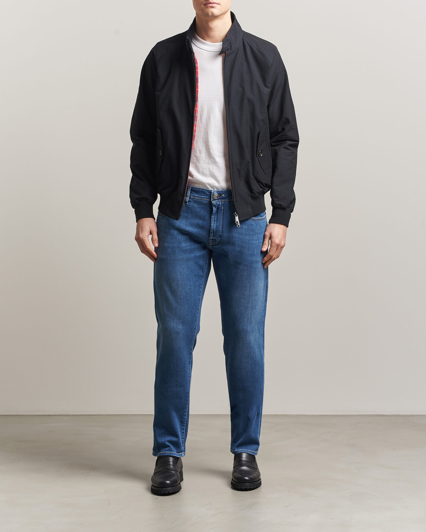 Mies | Farkut | Tramarossa | Michelangelo Contrast Seam Stretch Jeans Mid Blue