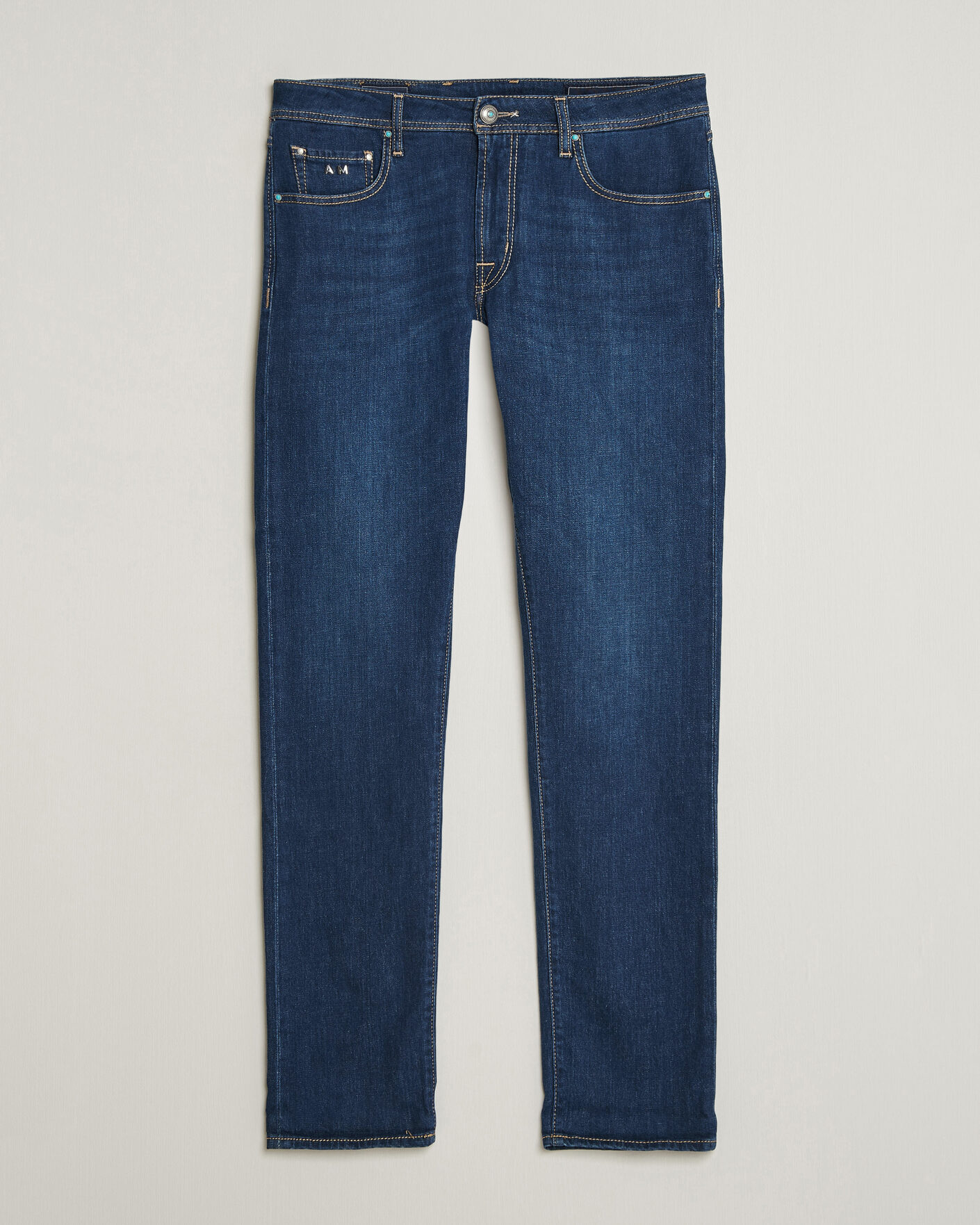Mies | Farkut | Tramarossa | Michelangelo Western Badge Stretch Jeans Mid Blue