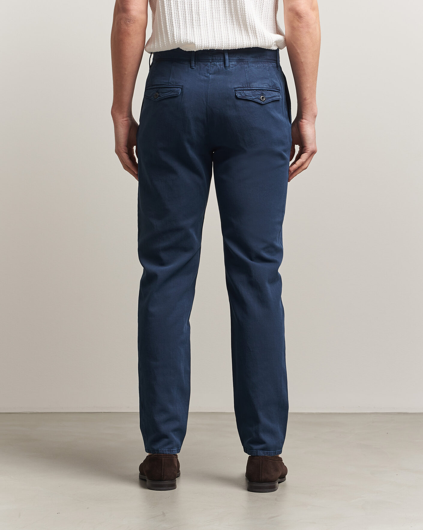 Mies | Housut | Incotex | Tapered Fit Pleated Linen Slacks Navy