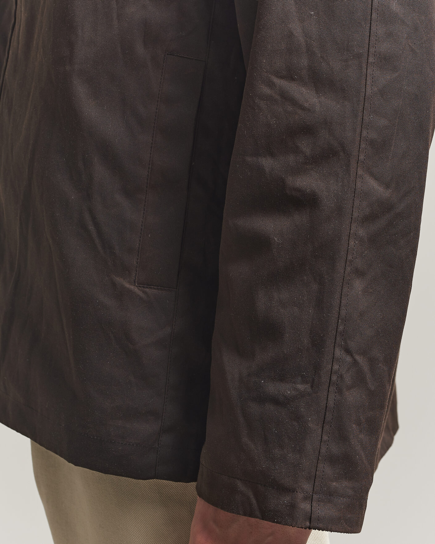 Mies | Takit | A Day's March | Limestone Waxed Jacket Dark Brown