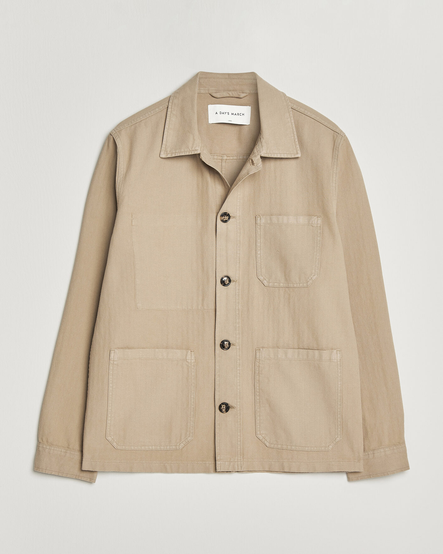 Miehet | Uutuudet | A Day's March | Original Herringbone Overshirt Desert Taupe