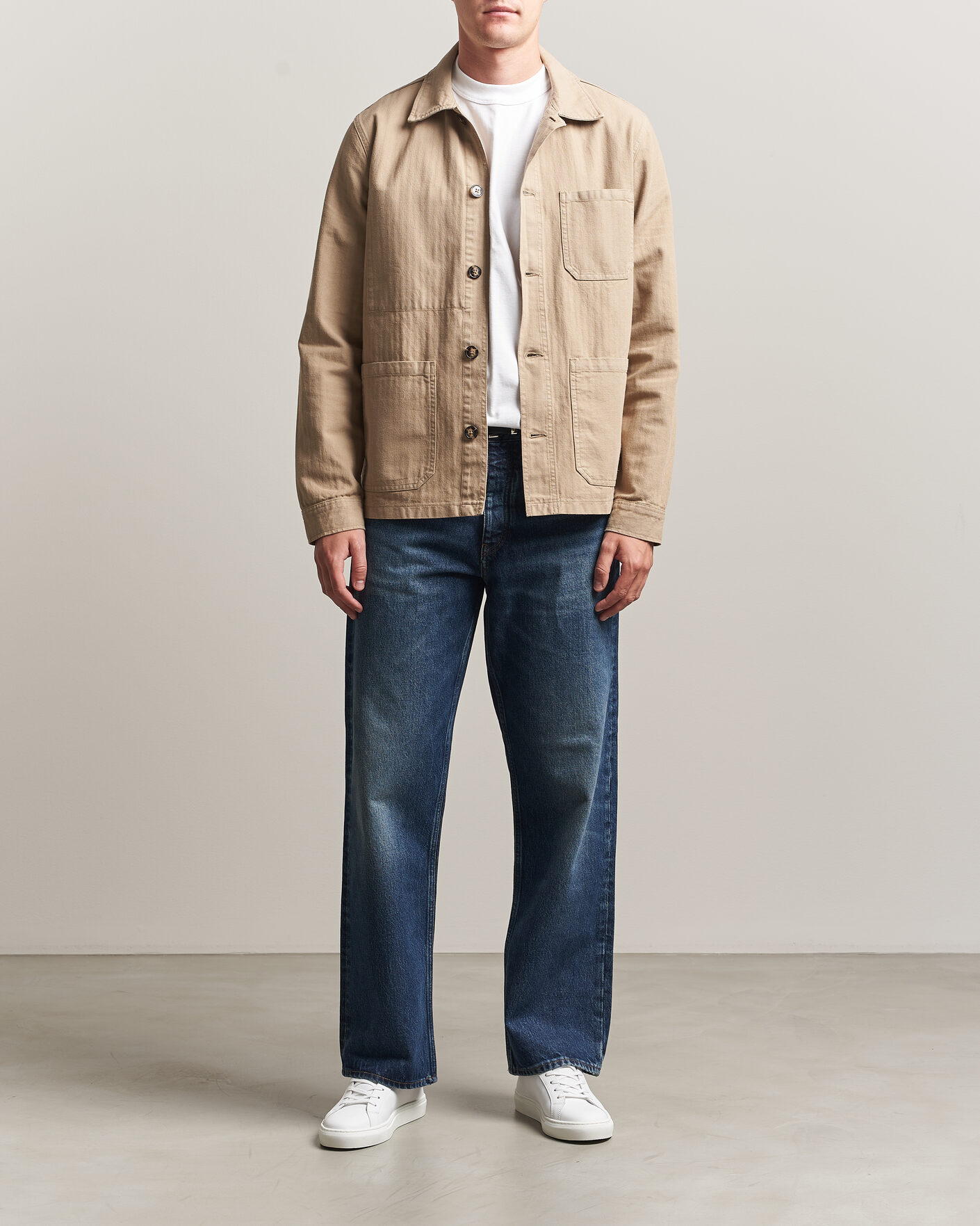 Mies | Kauluspaidat | A Day's March | Original Herringbone Overshirt Desert Taupe