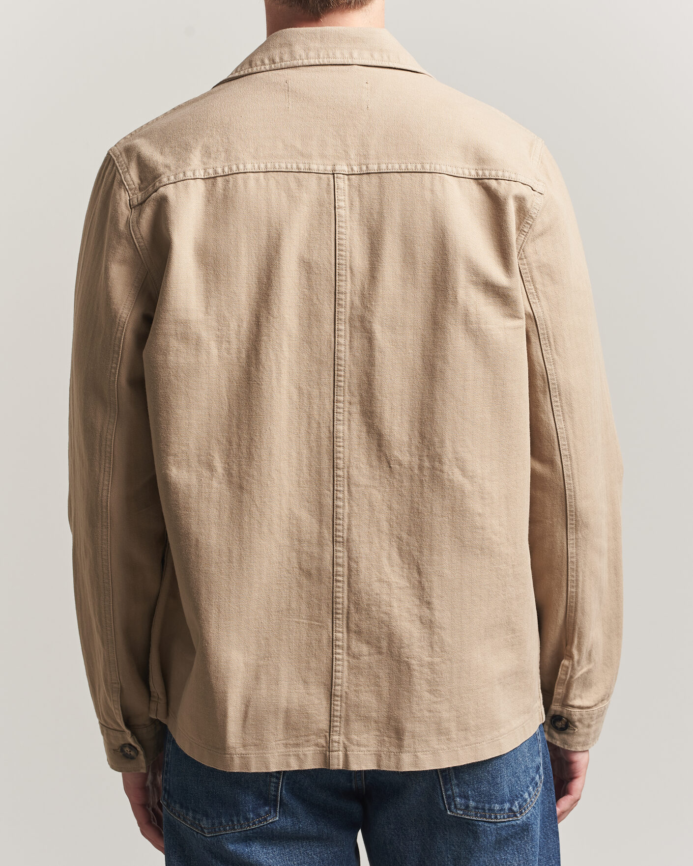 Mies | Kauluspaidat | A Day's March | Original Herringbone Overshirt Desert Taupe