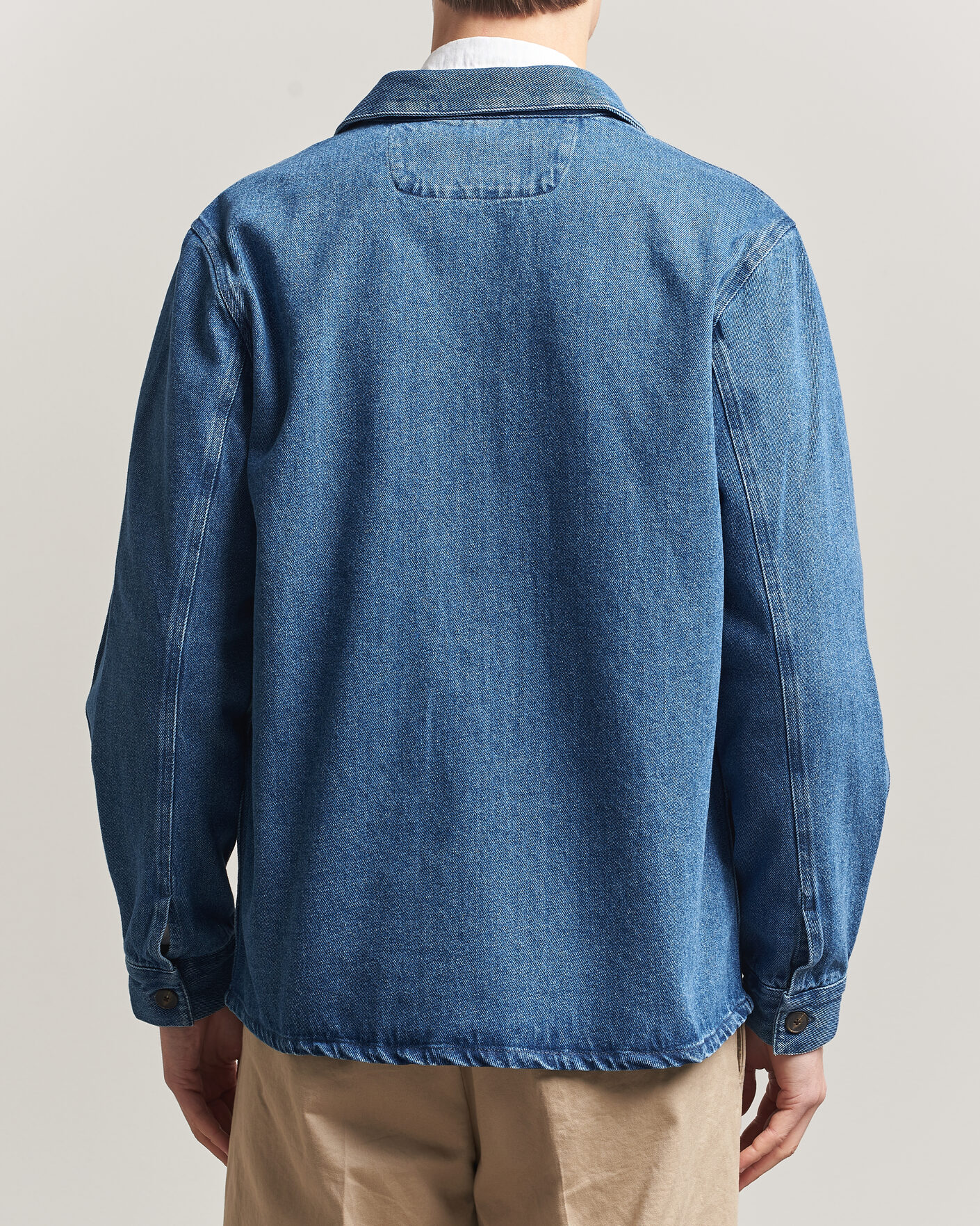 Mies | Kauluspaidat | A Day's March | Algot Denim Overshirt Washed Blue