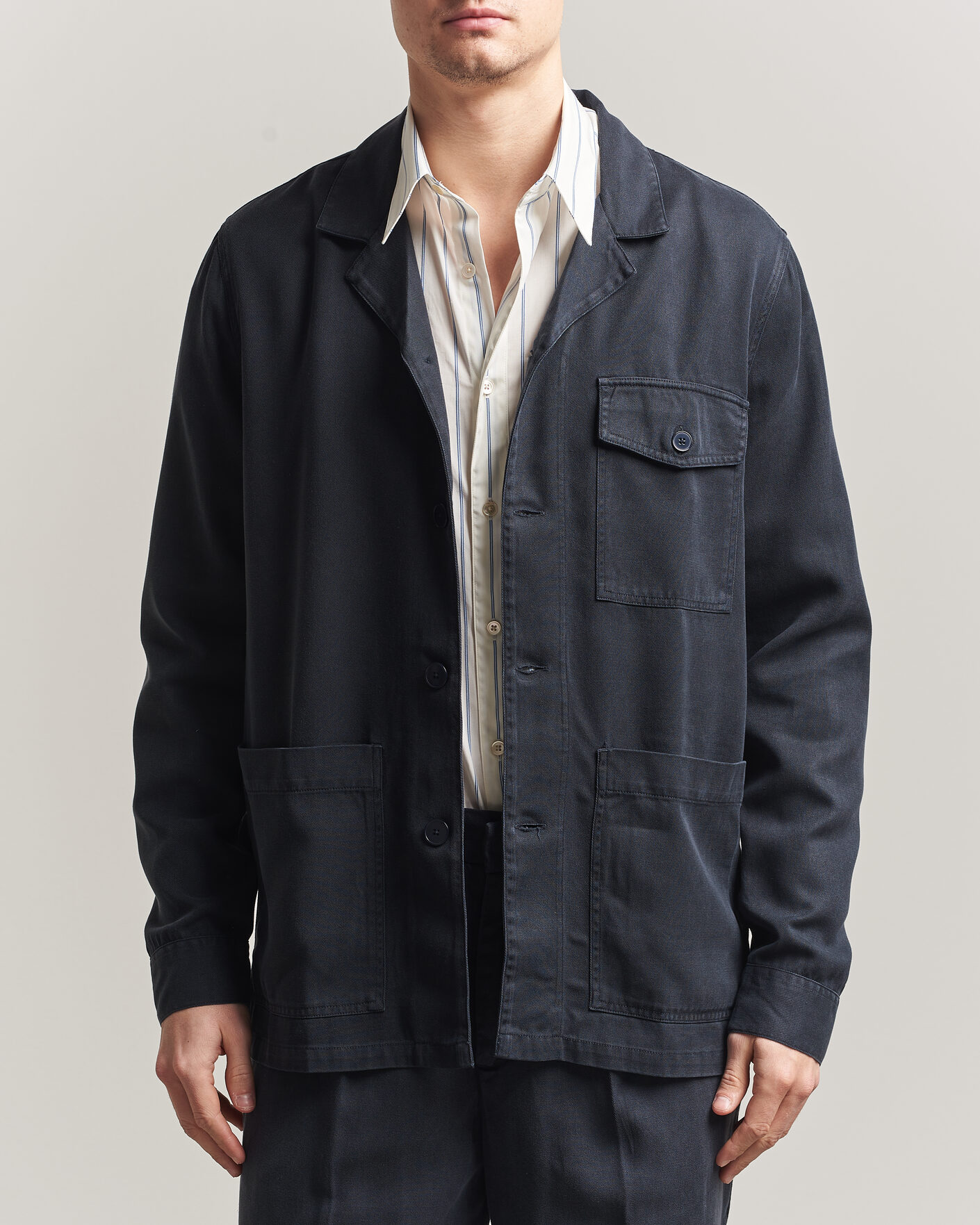 Mies | Kauluspaidat | A Day's March | Banagher Lyocell Overshirt Navy