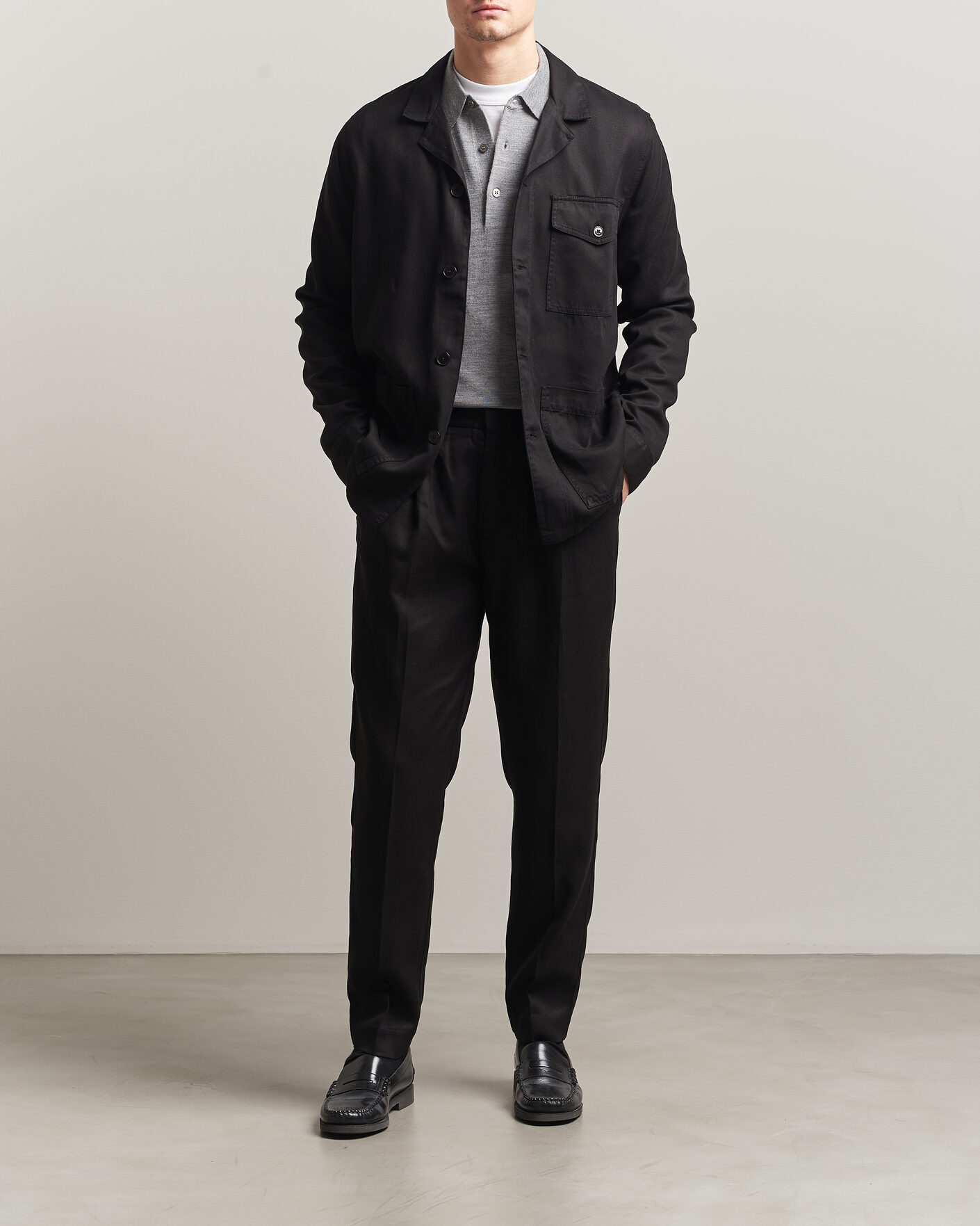 Mies | Kauluspaidat | A Day's March | Banagher Lyocell Overshirt Black