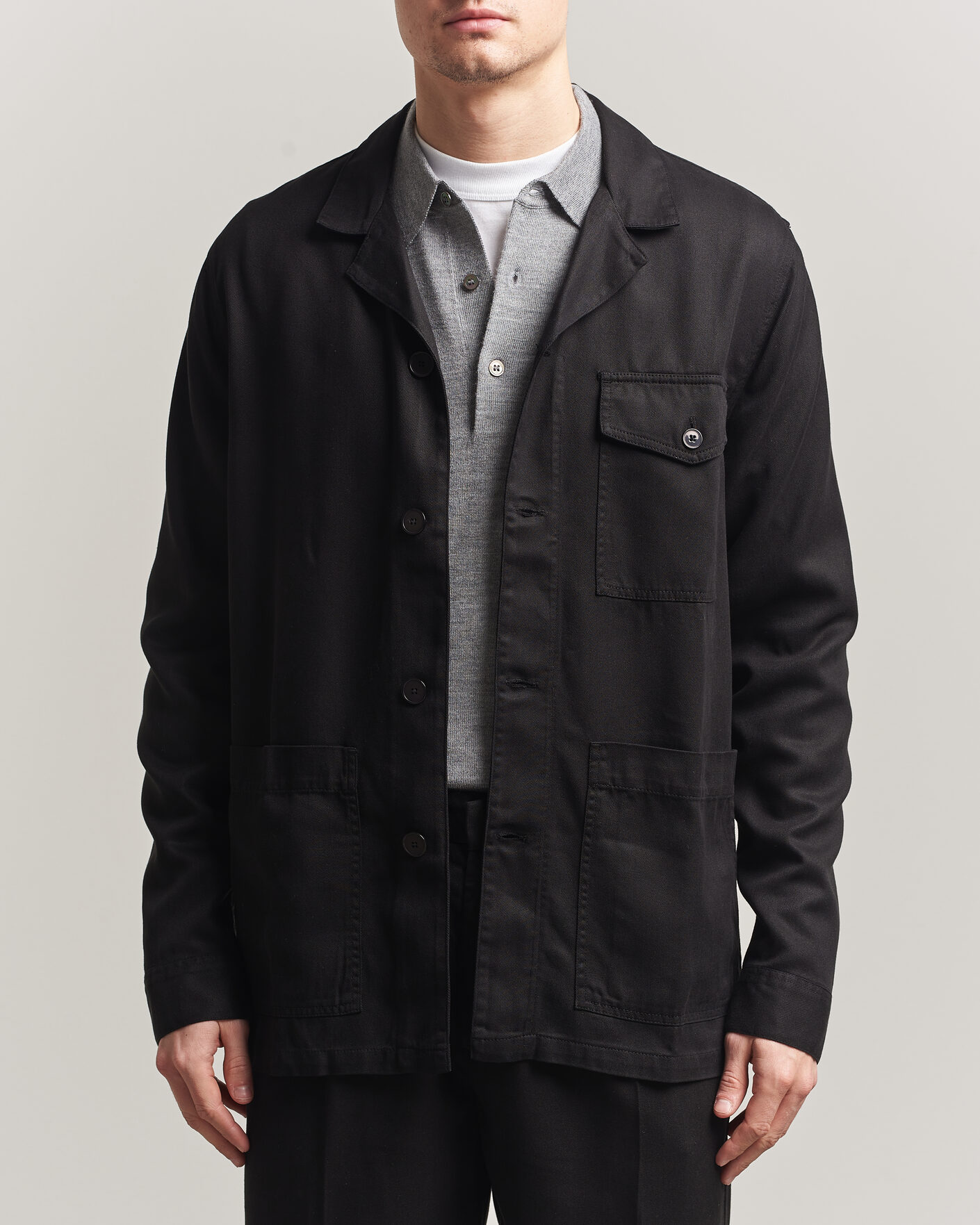 Mies | Kauluspaidat | A Day's March | Banagher Lyocell Overshirt Black