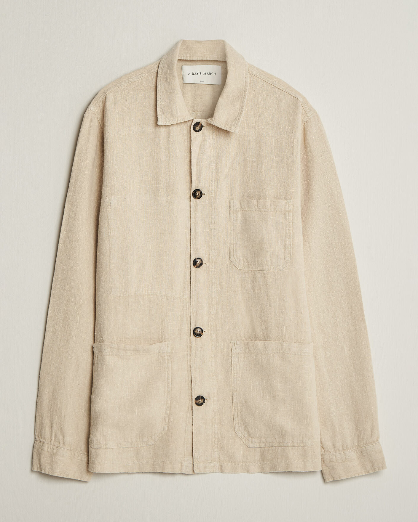 Mies | Kauluspaidat | A Day's March | Original Linen Overshirt Oyster