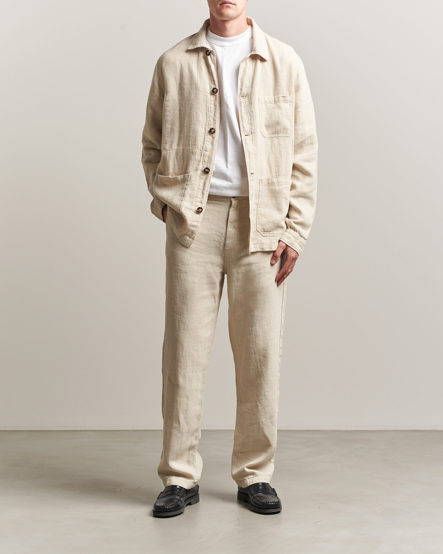 Mies | Kauluspaidat | A Day's March | Original Linen Overshirt Oyster