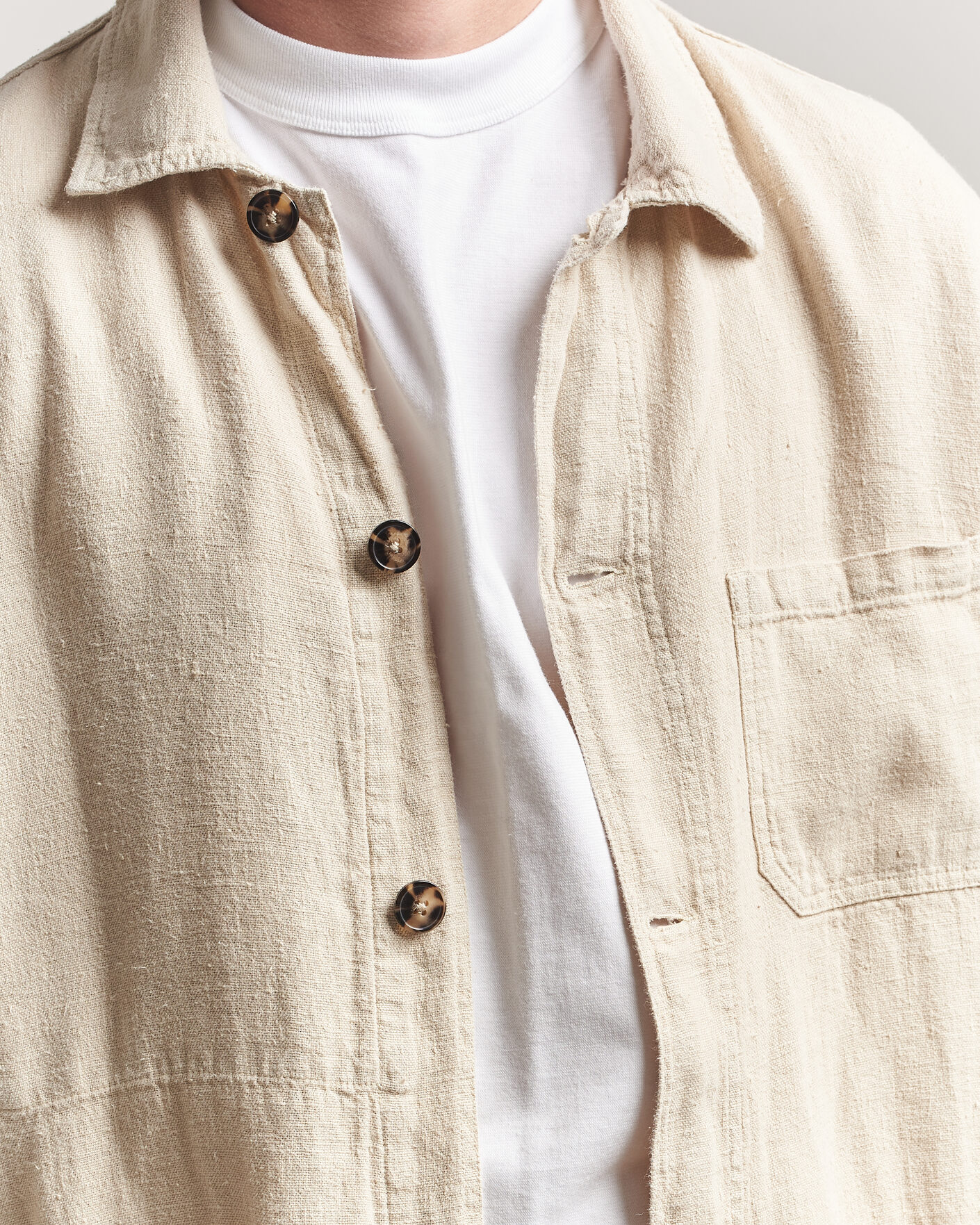 Mies | Kauluspaidat | A Day's March | Original Linen Overshirt Oyster