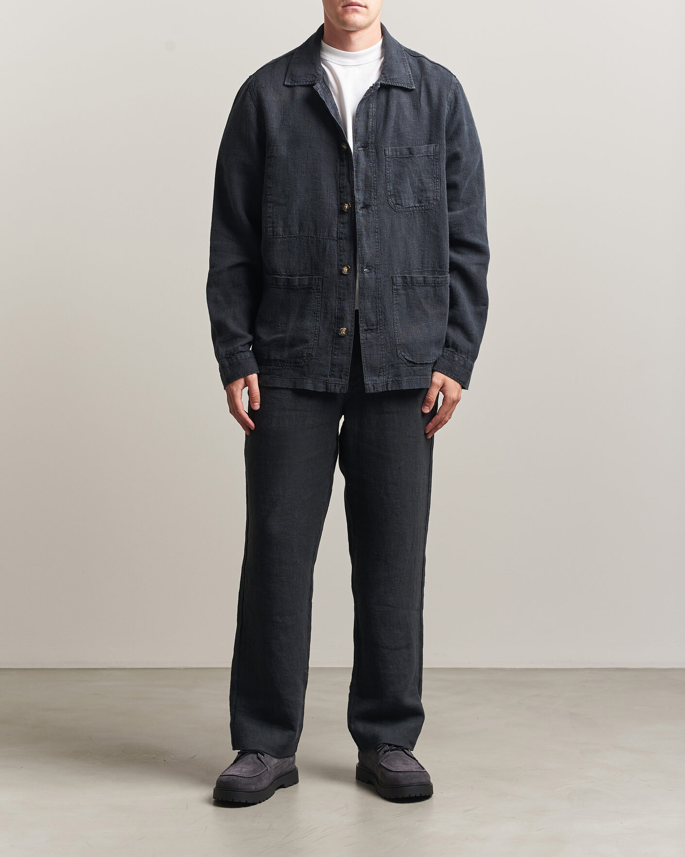 Mies | Kauluspaidat | A Day's March | Original Linen Overshirt Black