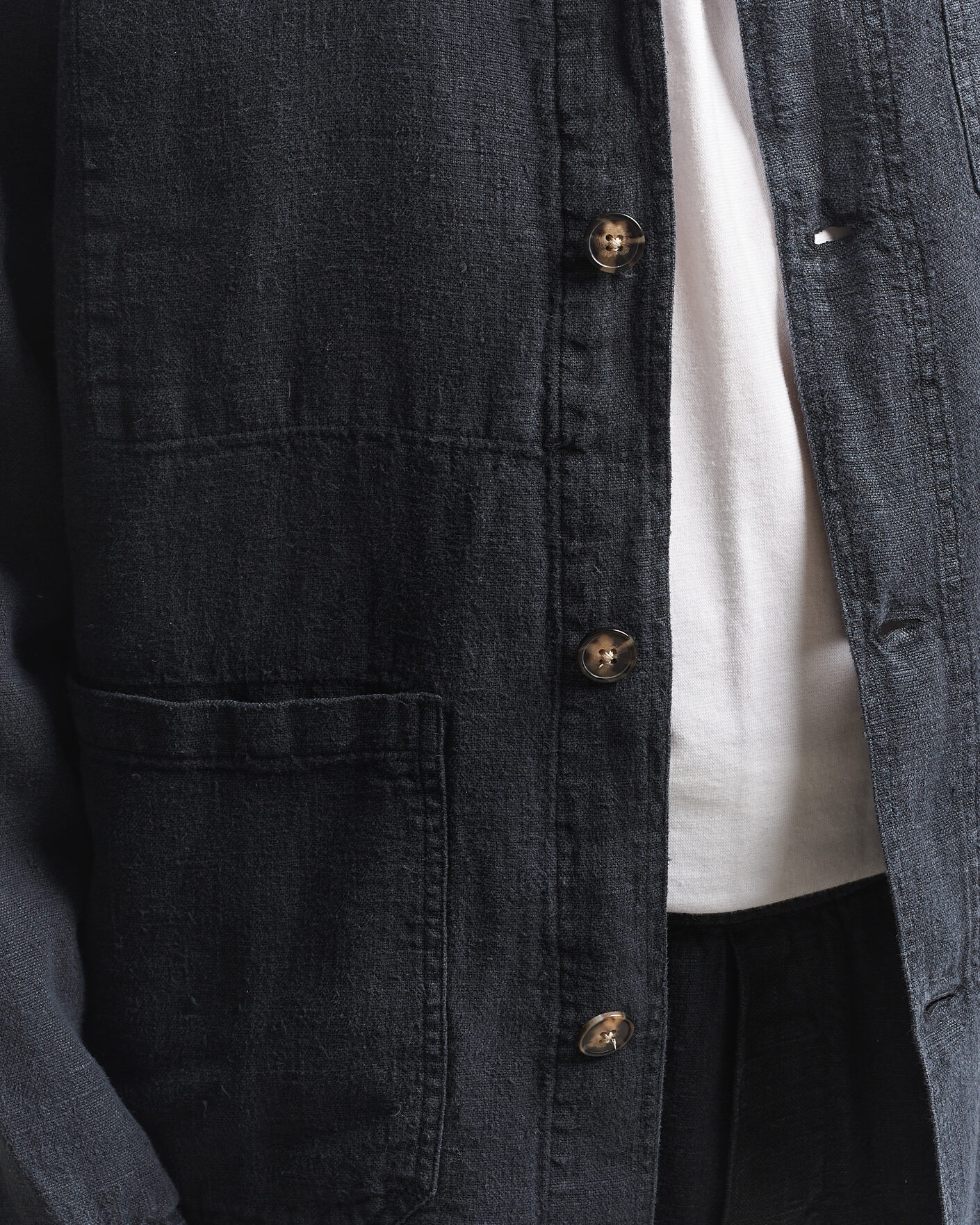 Mies | Kauluspaidat | A Day's March | Original Linen Overshirt Black