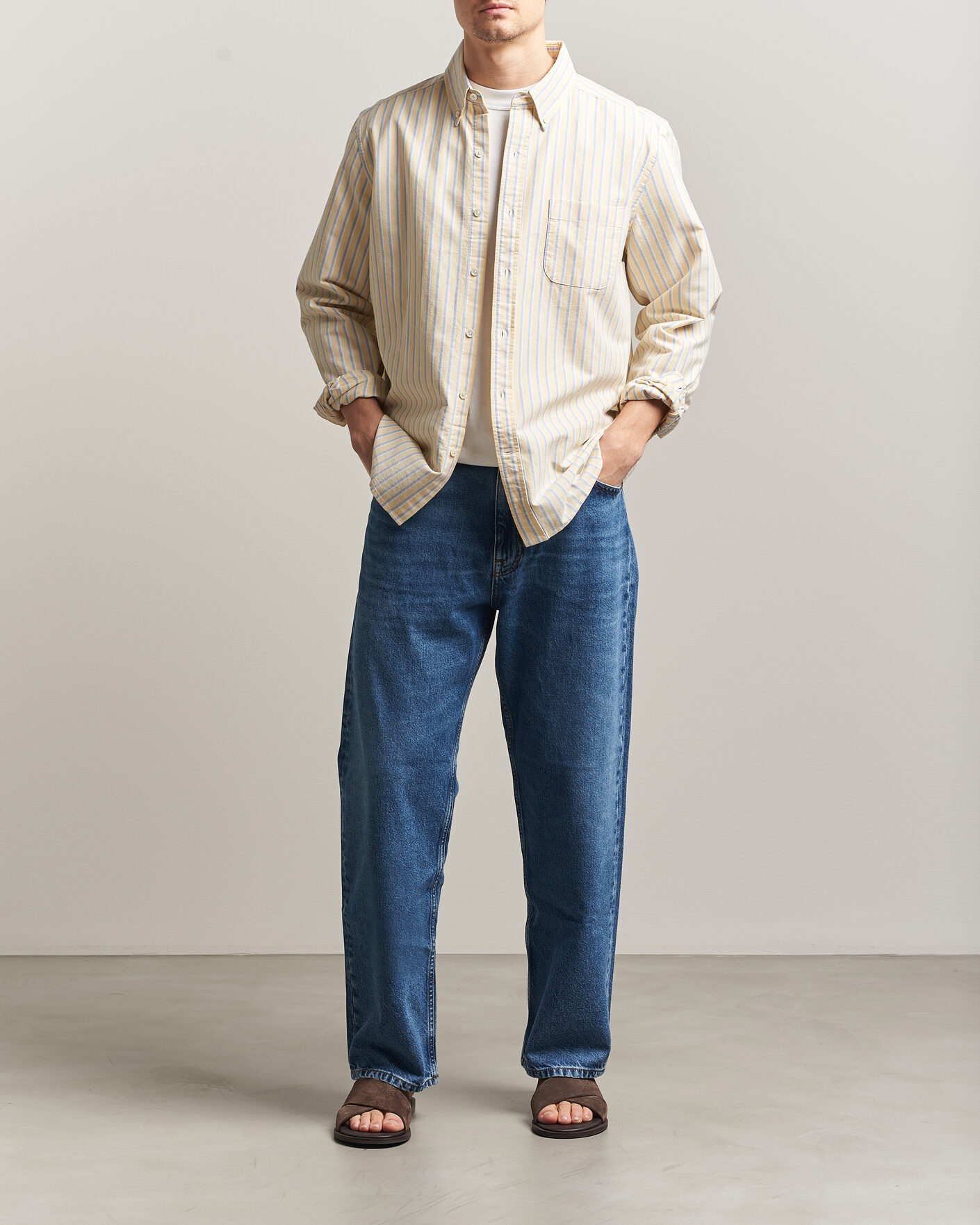 Mies | Kauluspaidat | A Day's March | Original Oxford Shirt Yellow Multi