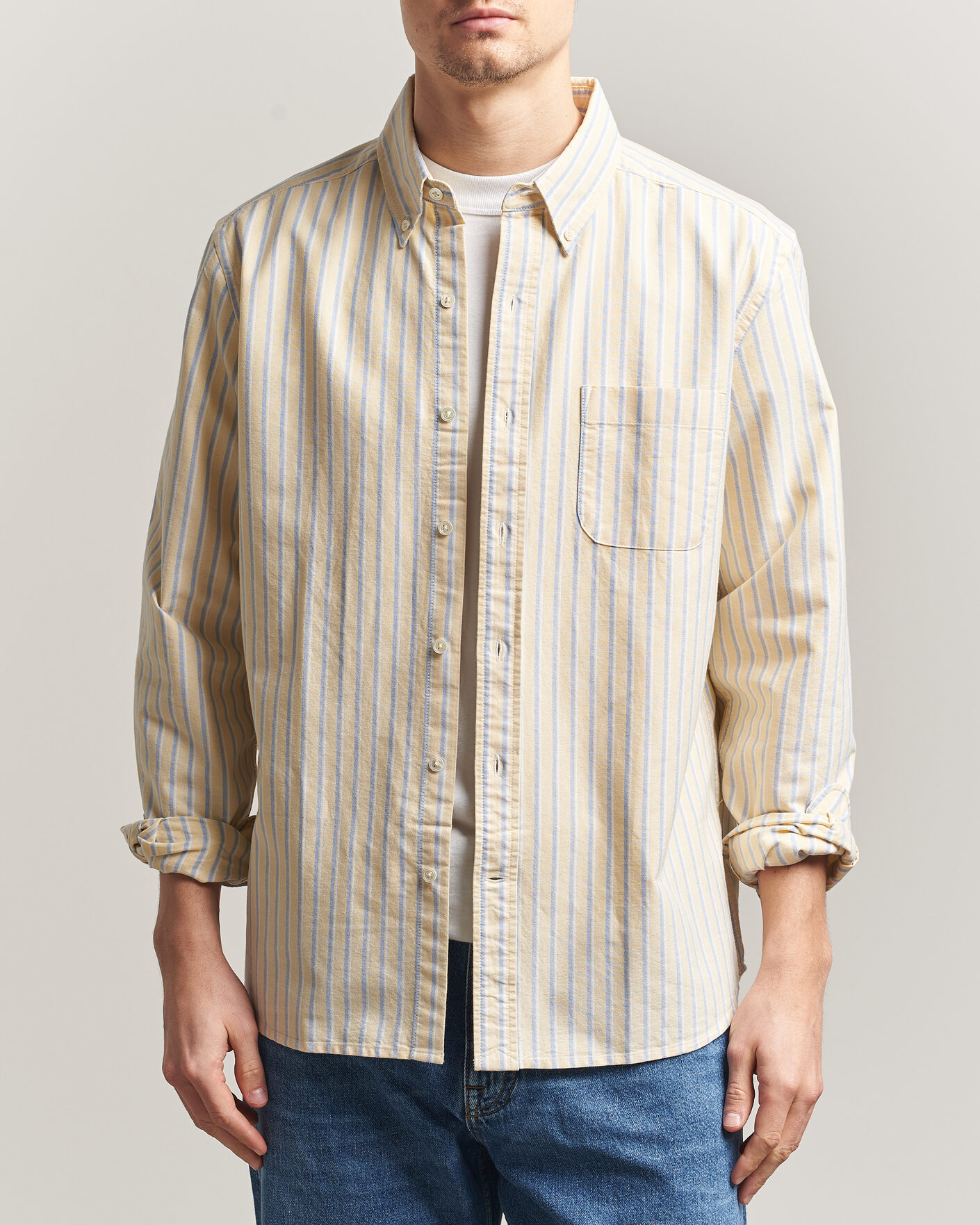 Mies | Kauluspaidat | A Day's March | Original Oxford Shirt Yellow Multi