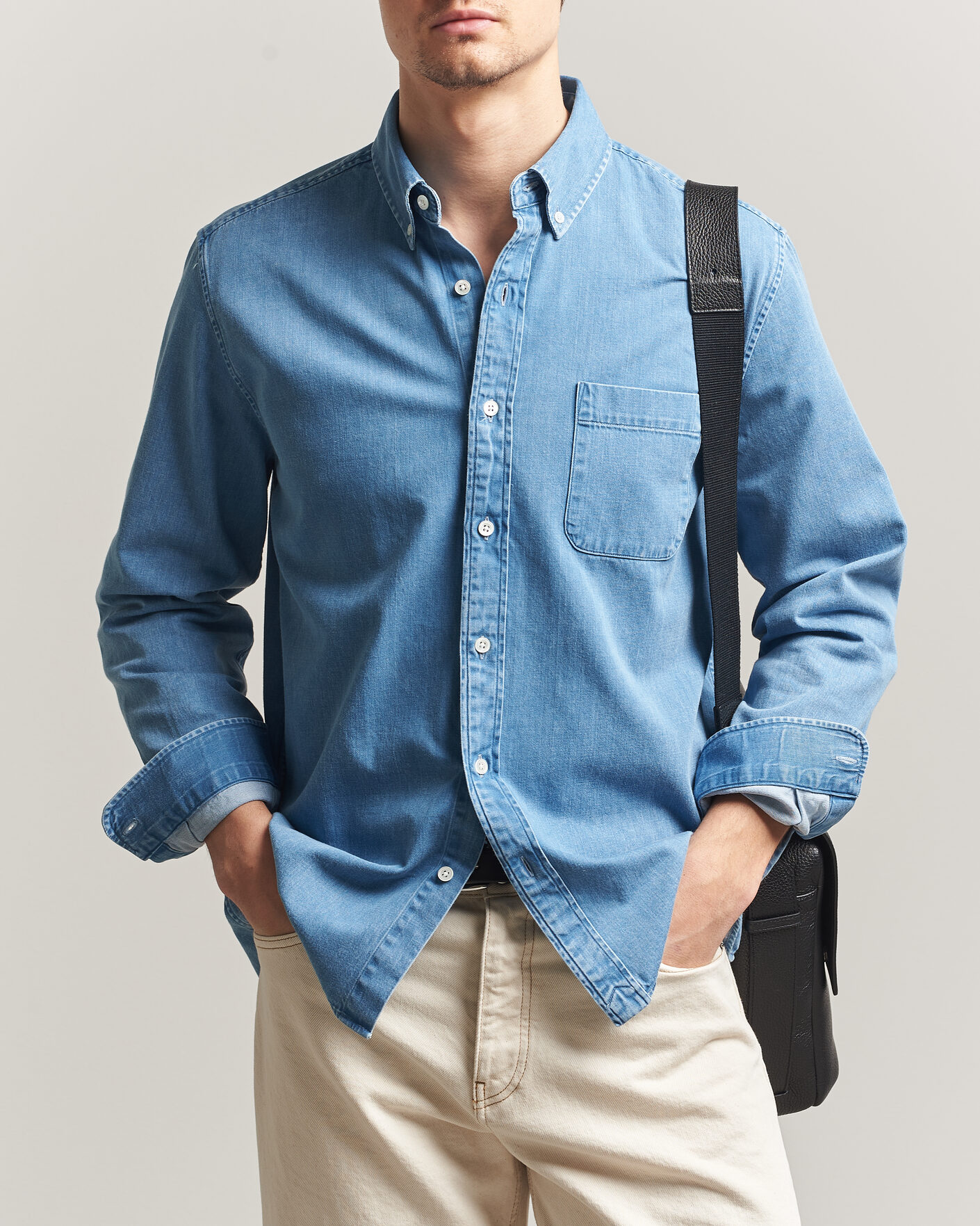 Mies | Kauluspaidat | A Day's March | Original Denim Shirt Light Blue