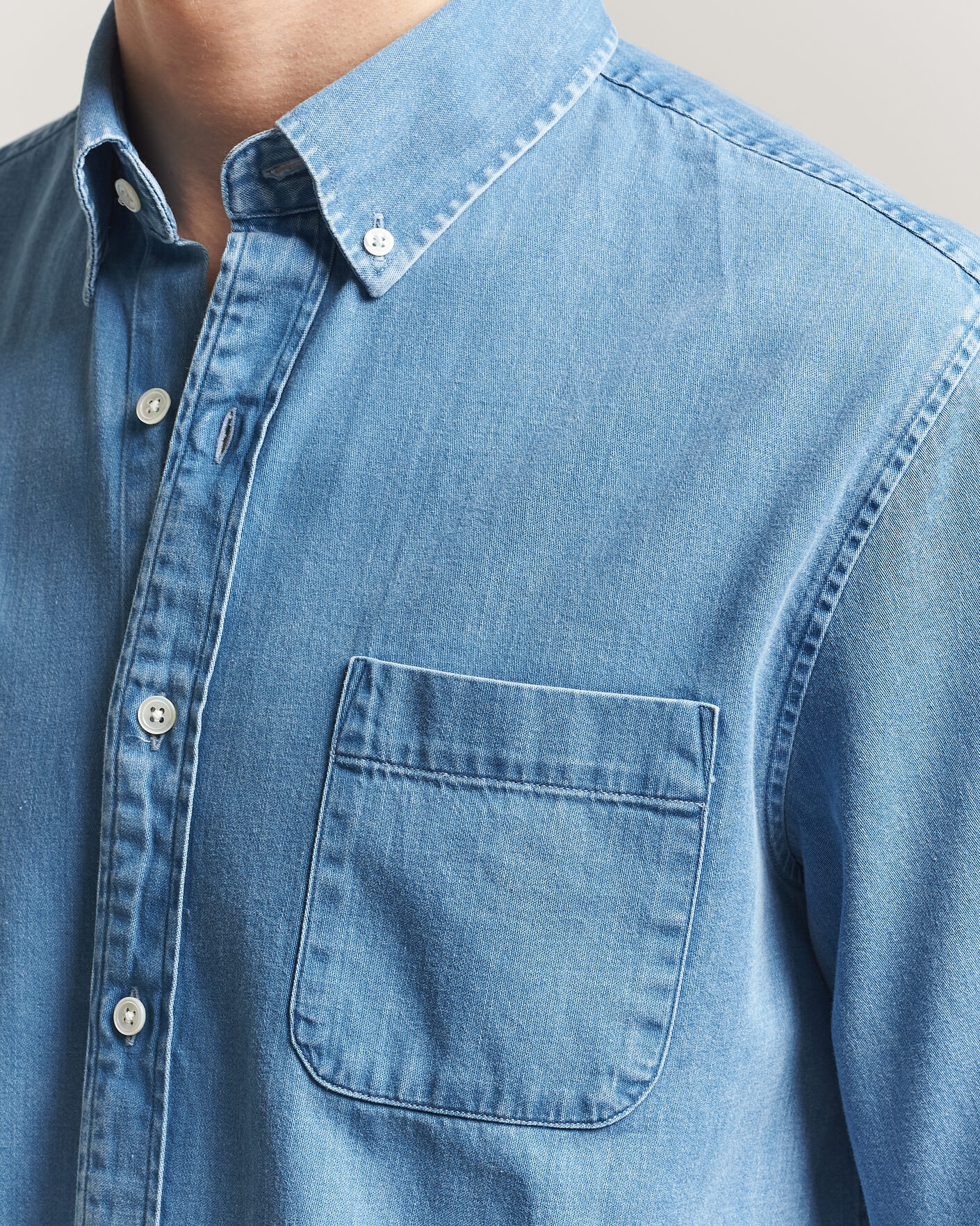 Mies | Kauluspaidat | A Day's March | Original Denim Shirt Light Blue