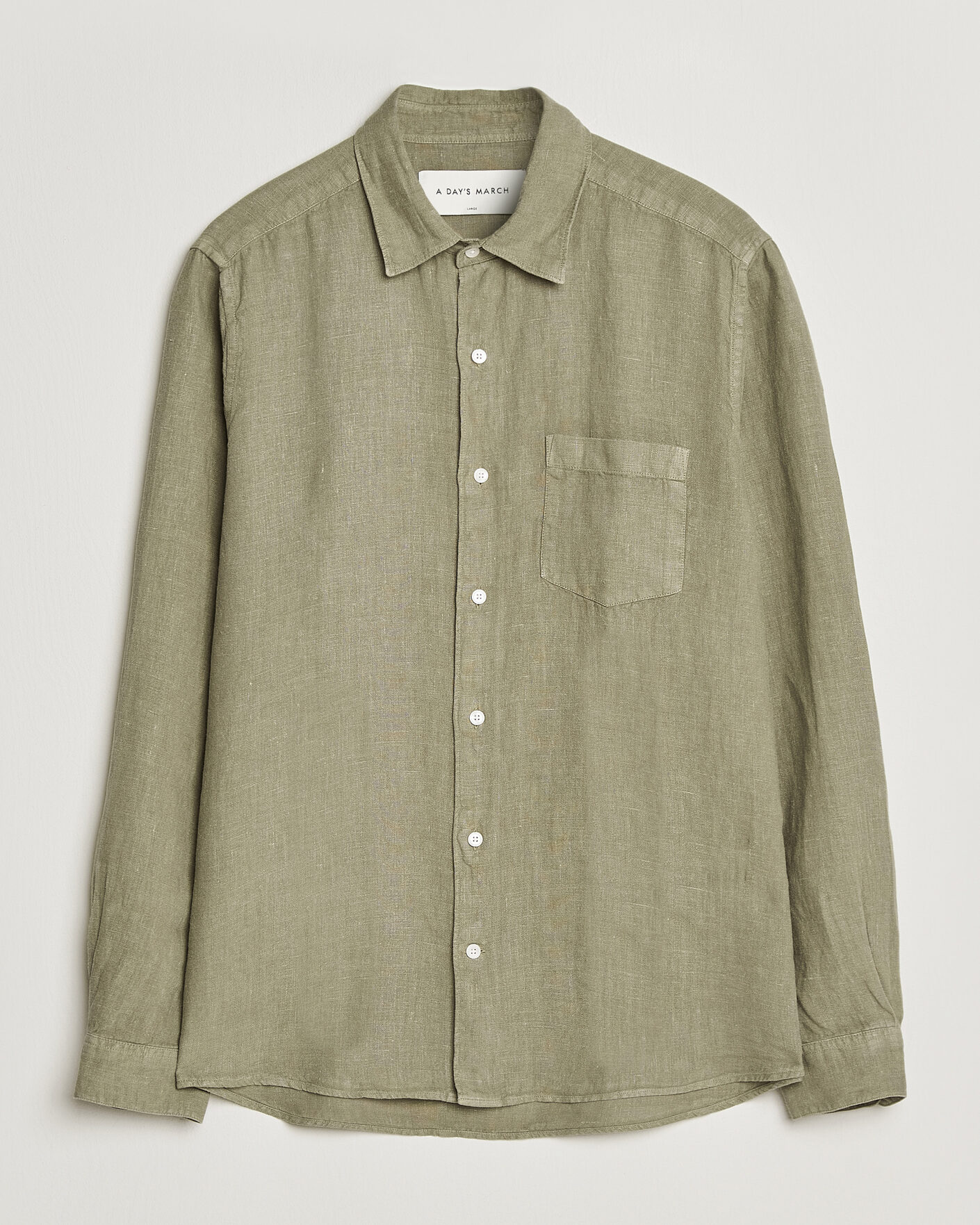 Mies | Kauluspaidat | A Day's March | Daintree Linen Shirt Misty Green