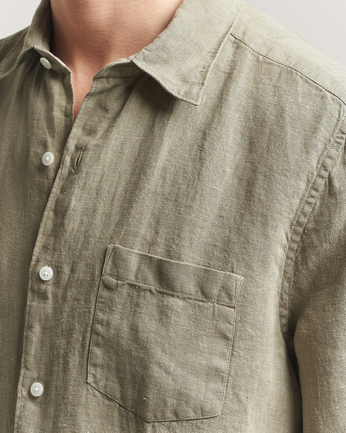 Mies | Kauluspaidat | A Day's March | Daintree Linen Shirt Misty Green