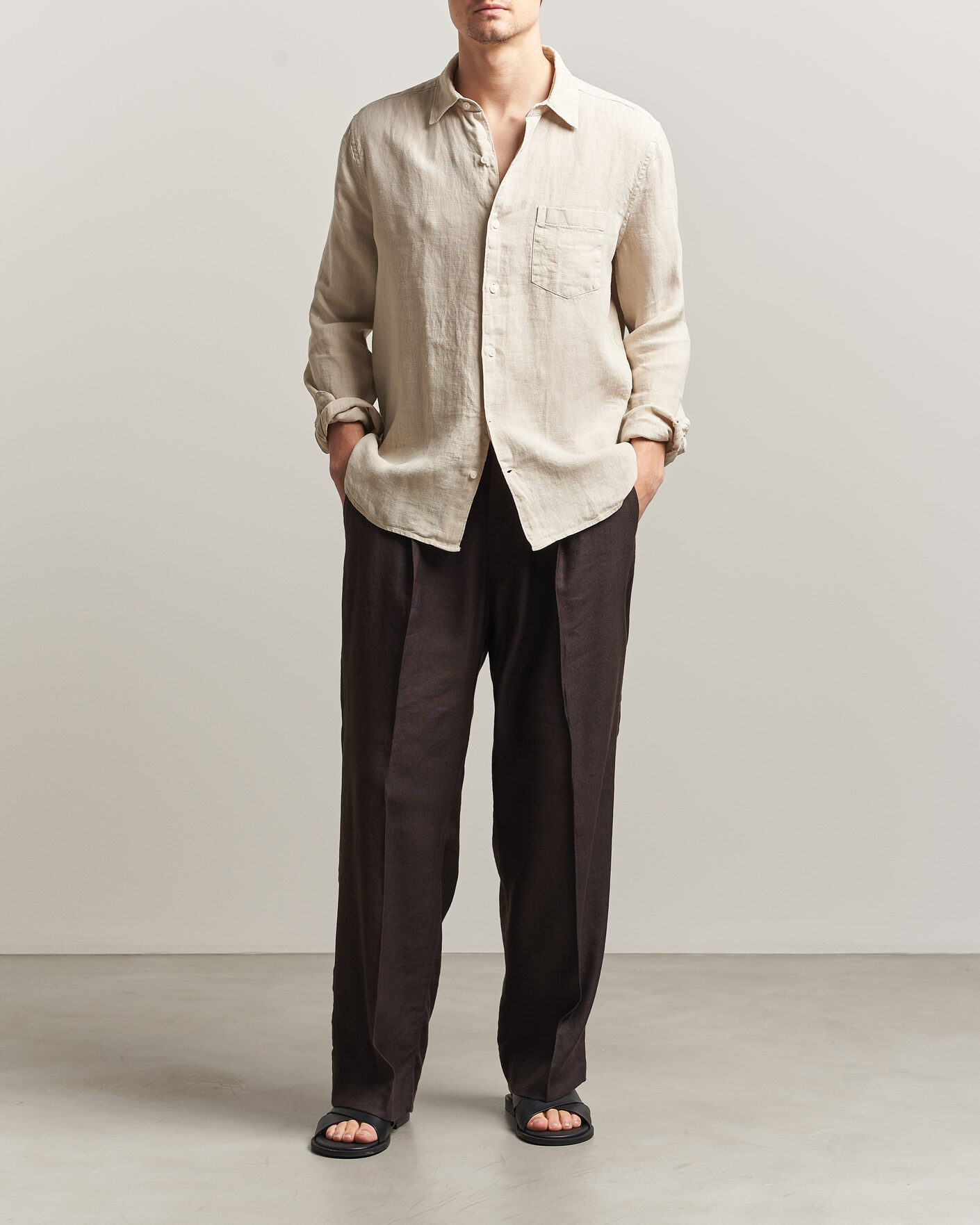 Mies | Kauluspaidat | A Day's March | Daintree Linen Shirt Moonstruck