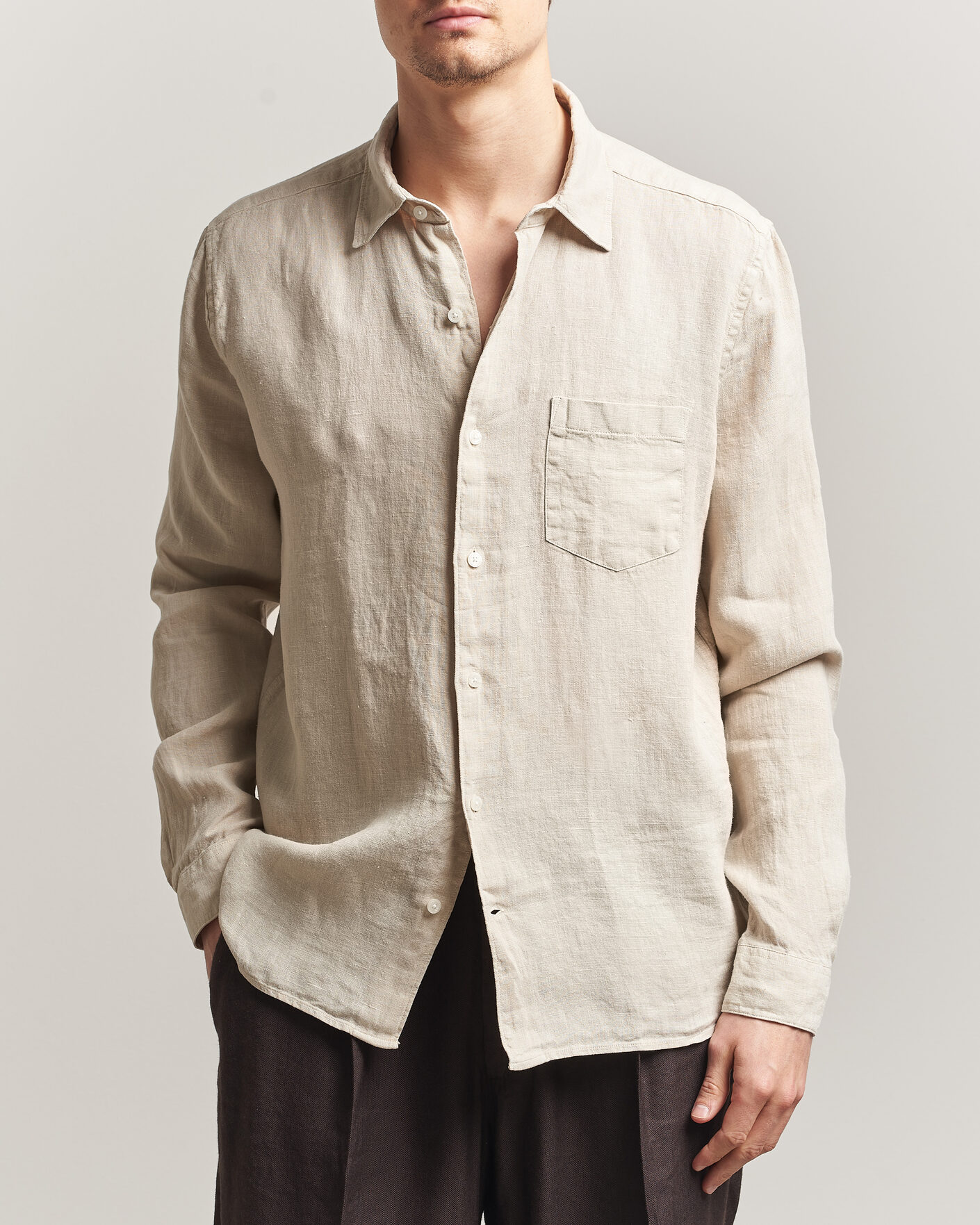 Mies | Kauluspaidat | A Day's March | Daintree Linen Shirt Moonstruck