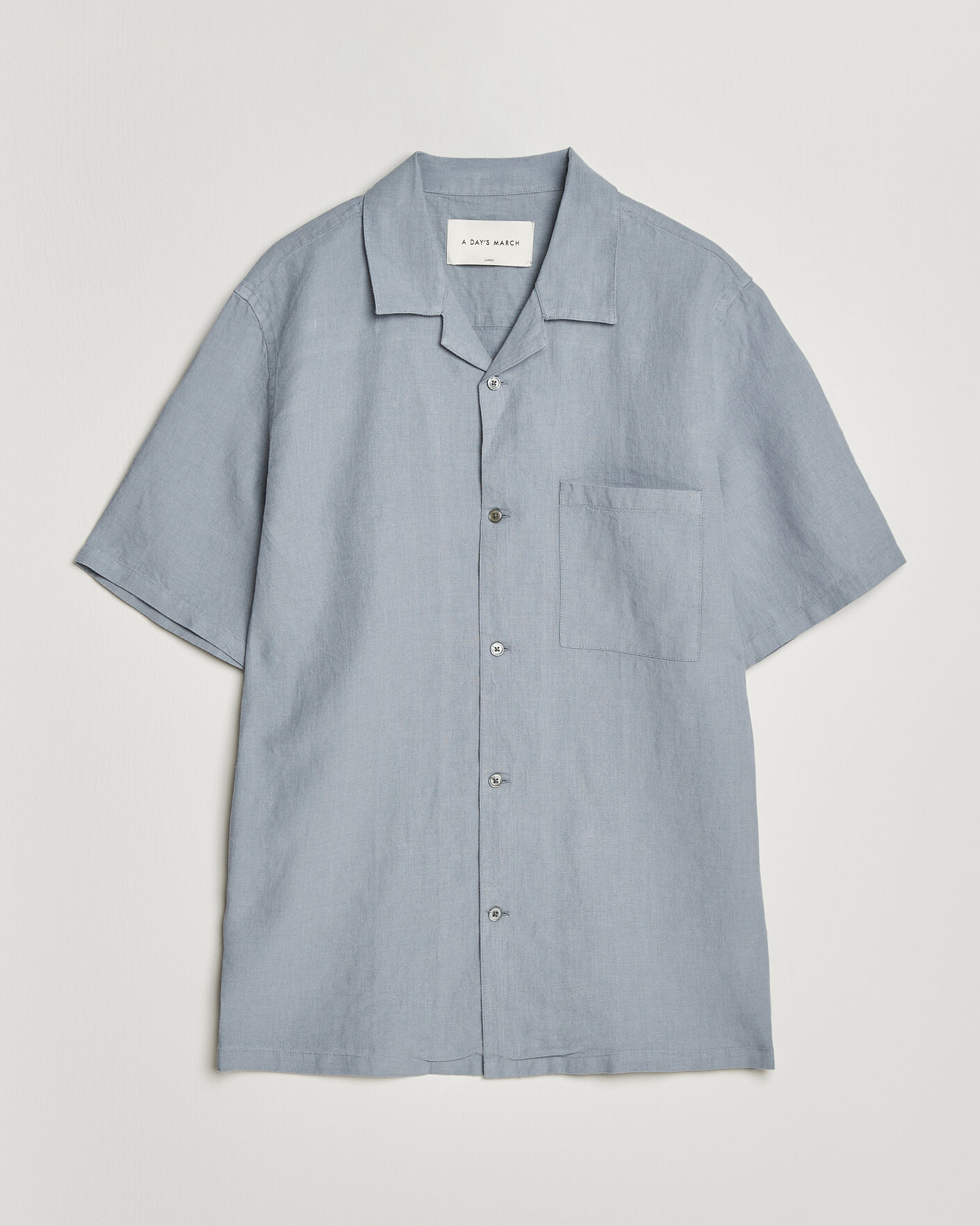 Miehet | Uutuudet | A Day's March | Yamu Linen Short Sleeve Shirt Rock Blue