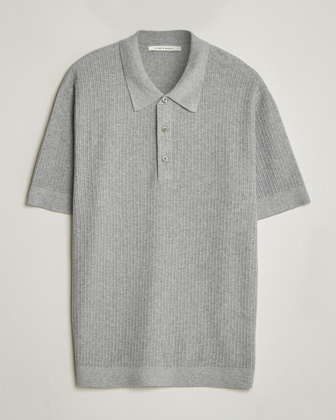 Mies | Pikeet | A Day's March | Aspen Structured Knitted Polo Grey