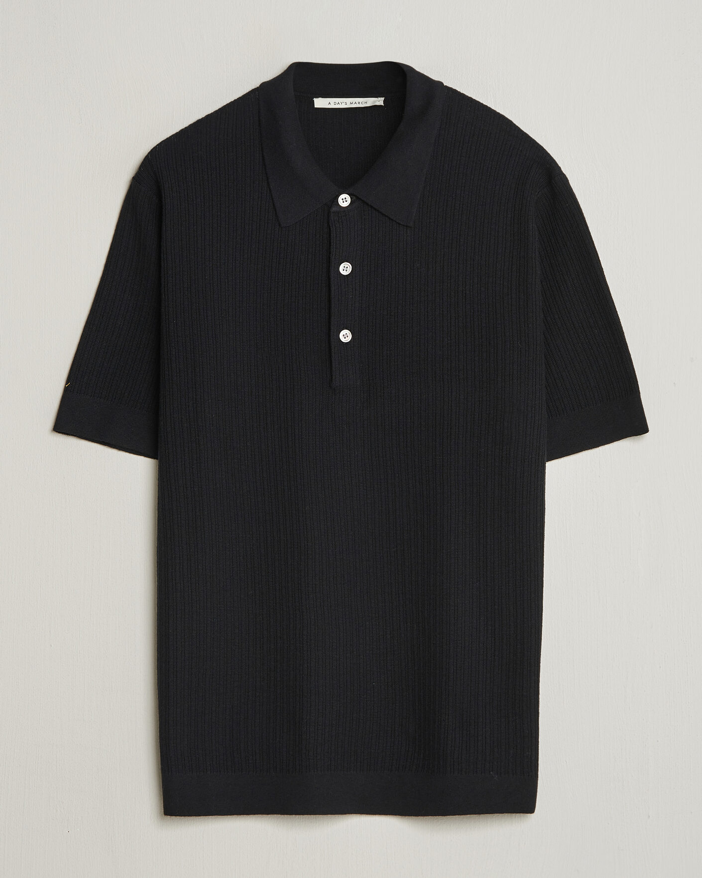 Mies | Pikeet | A Day's March | Aspen Structured Knitted Polo Black