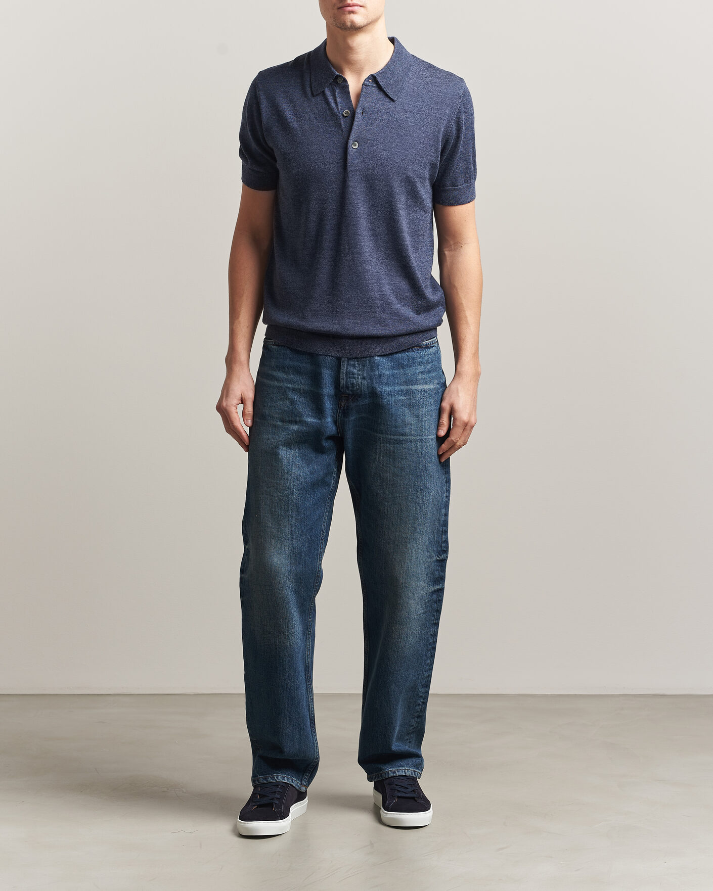 Mies | Pikeet | A Day's March | Rosehall Knitted Polo Storm Blue