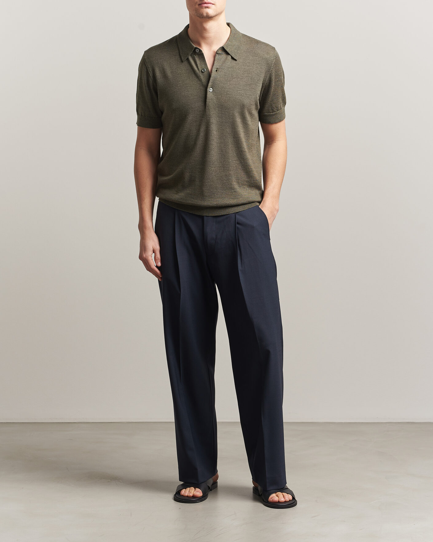Mies | Pikeet | A Day's March | Rosehall Knitted Polo Forrest Green