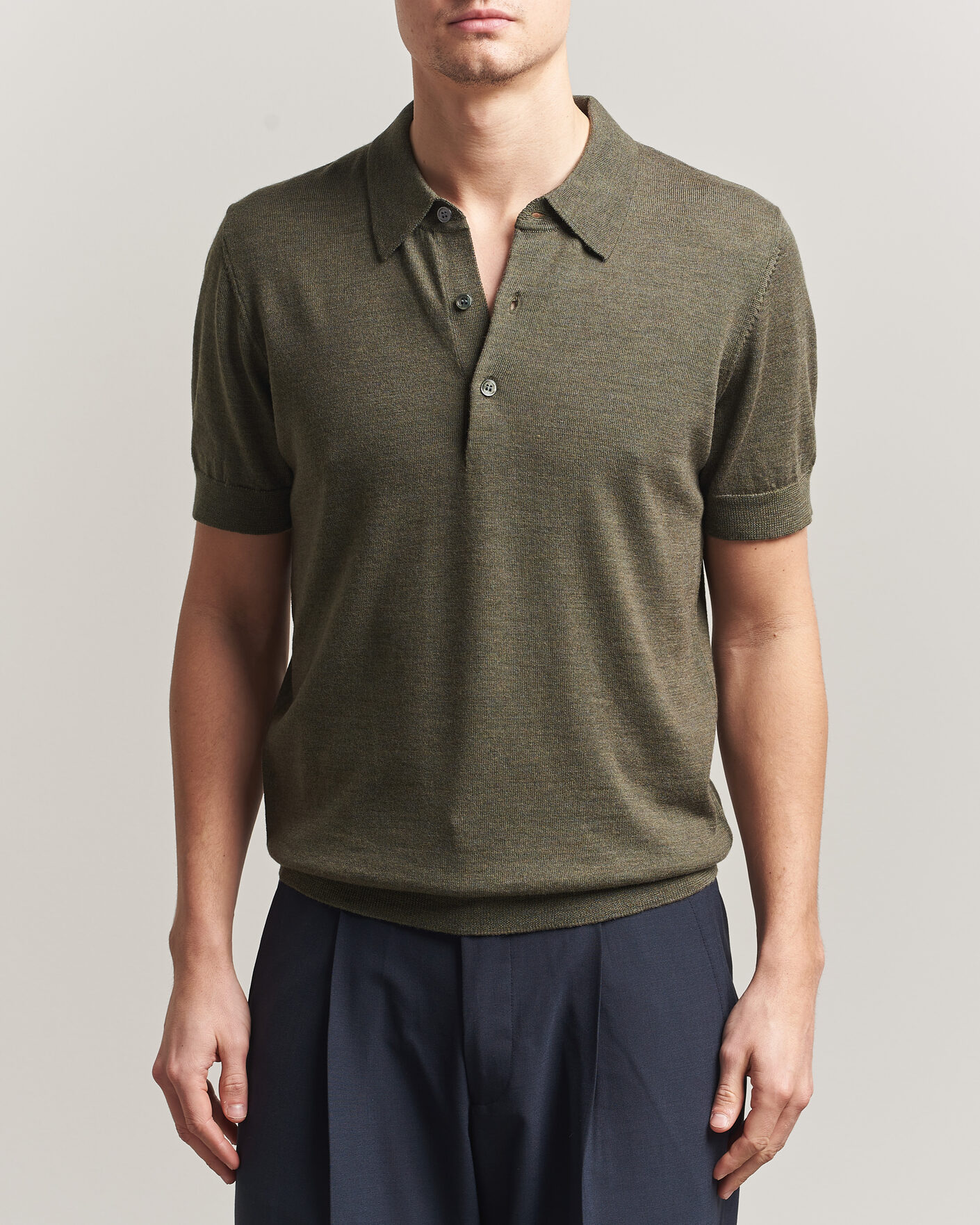 Mies | Pikeet | A Day's March | Rosehall Knitted Polo Forrest Green