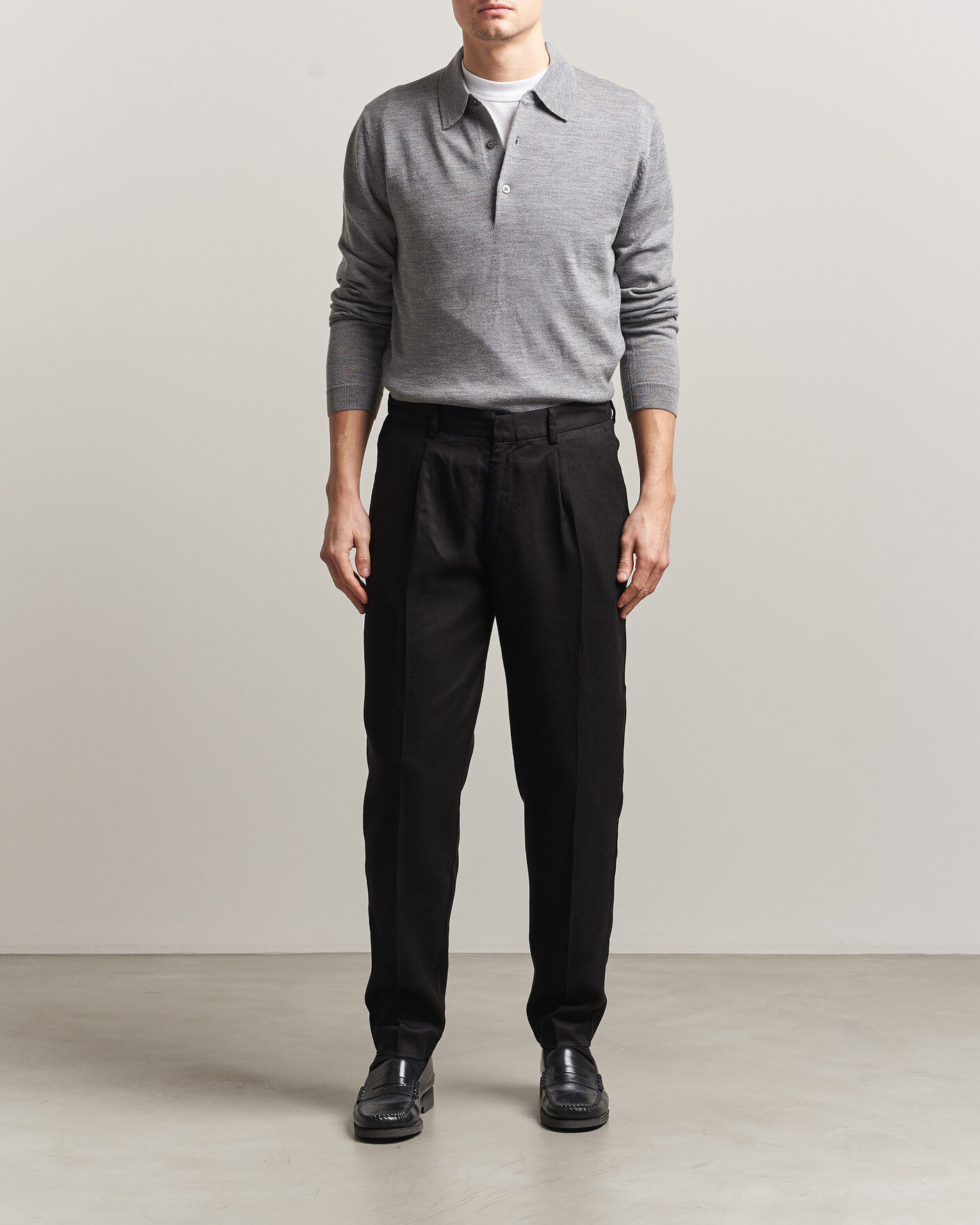 Mies | Puserot | A Day's March | Ambroz Merino Polo Grey Melange