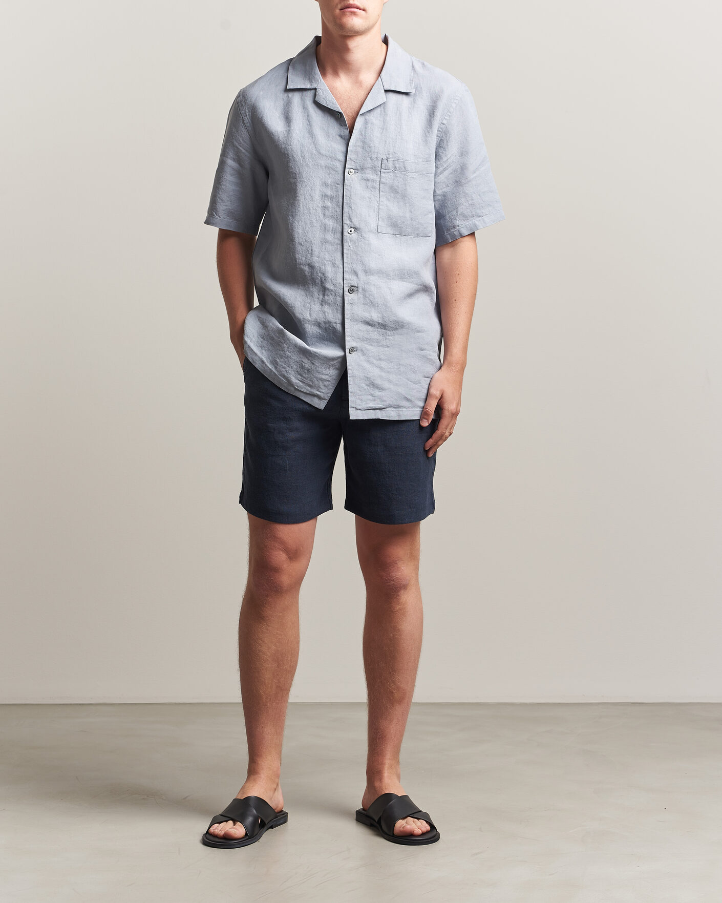 Mies | Shortsit | A Day's March | Luny Linen Shorts Navy