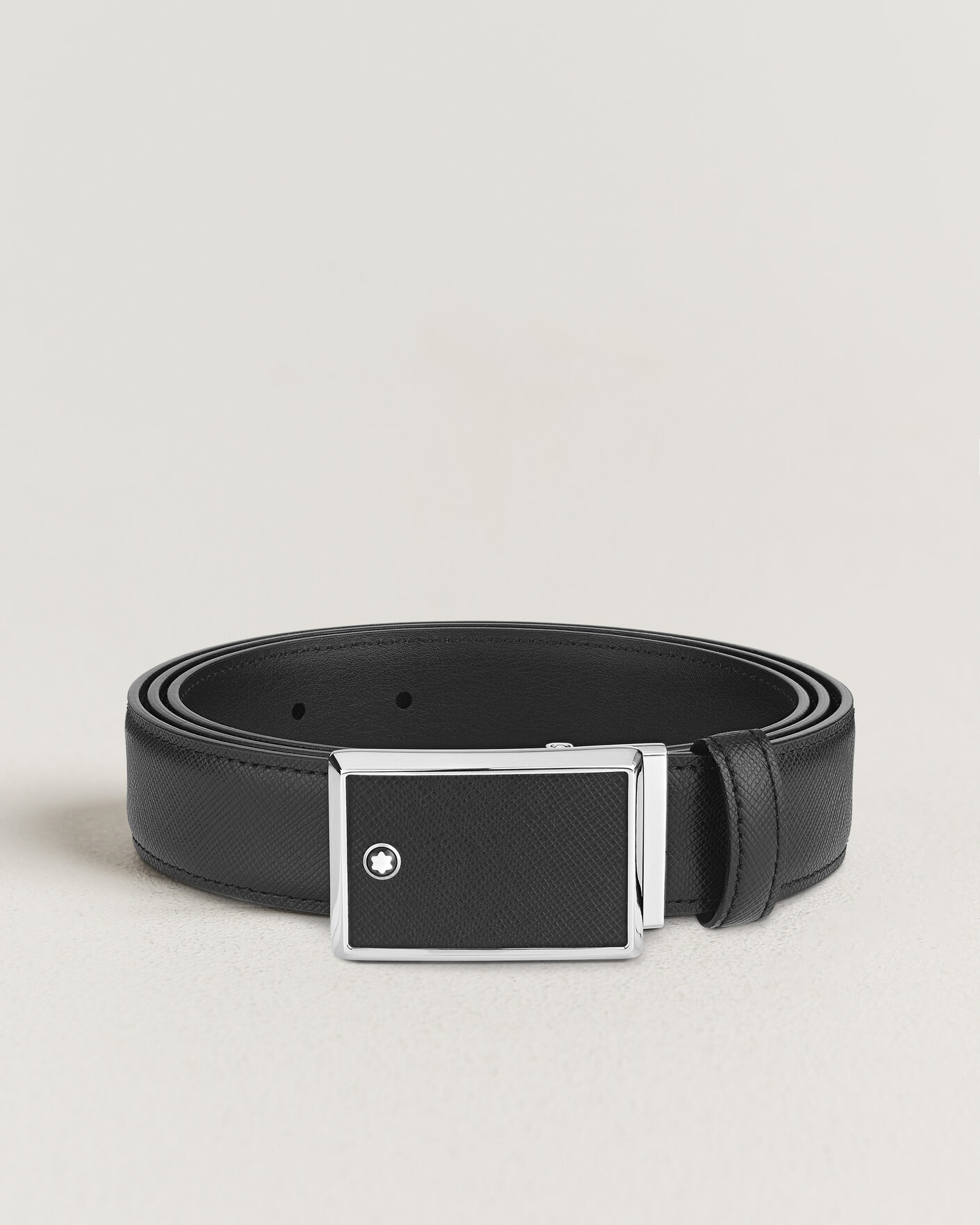 Mies | Vyöt | Montblanc | Marquetry Plate 30mm Leather Belt Black