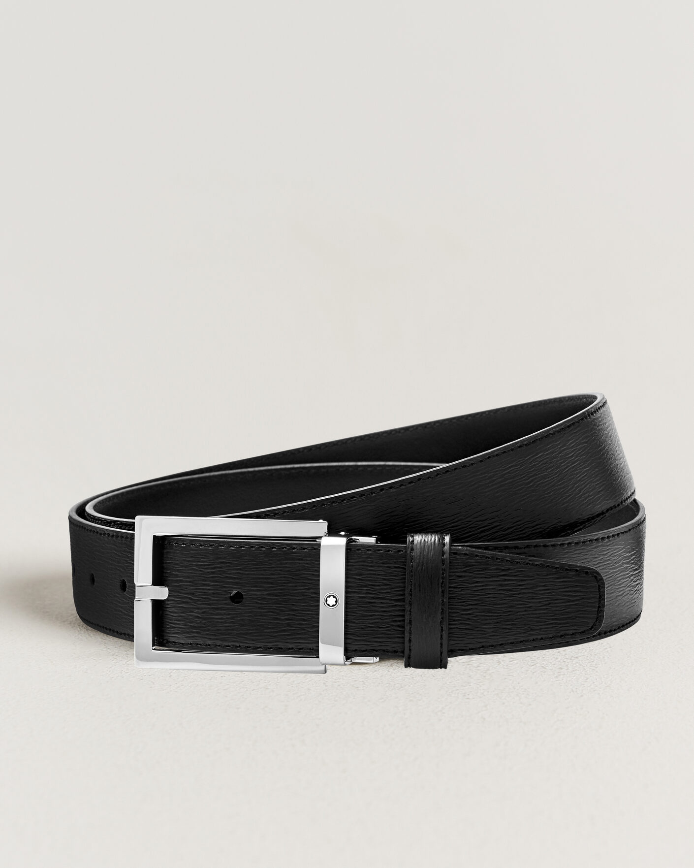 Mies | Vyöt | Montblanc | Rectangular 35mm Leather Belt Black