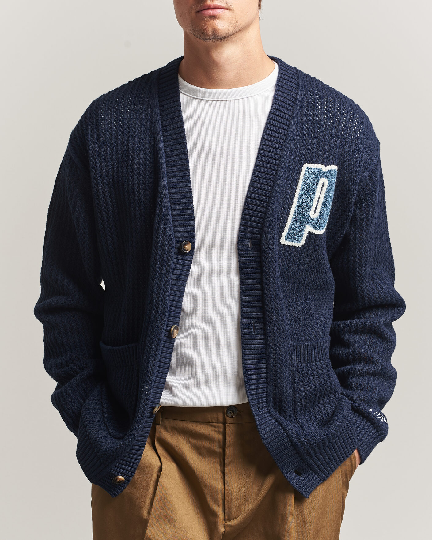 Mies | Puserot | LES DEUX | Prince Lace Knitted Cardigan Dark Navy