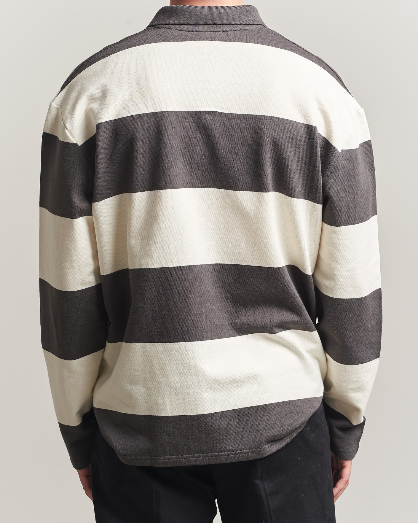Mies | Puserot | LES DEUX | Prince Striped Long Sleeve Polo Raven Gray