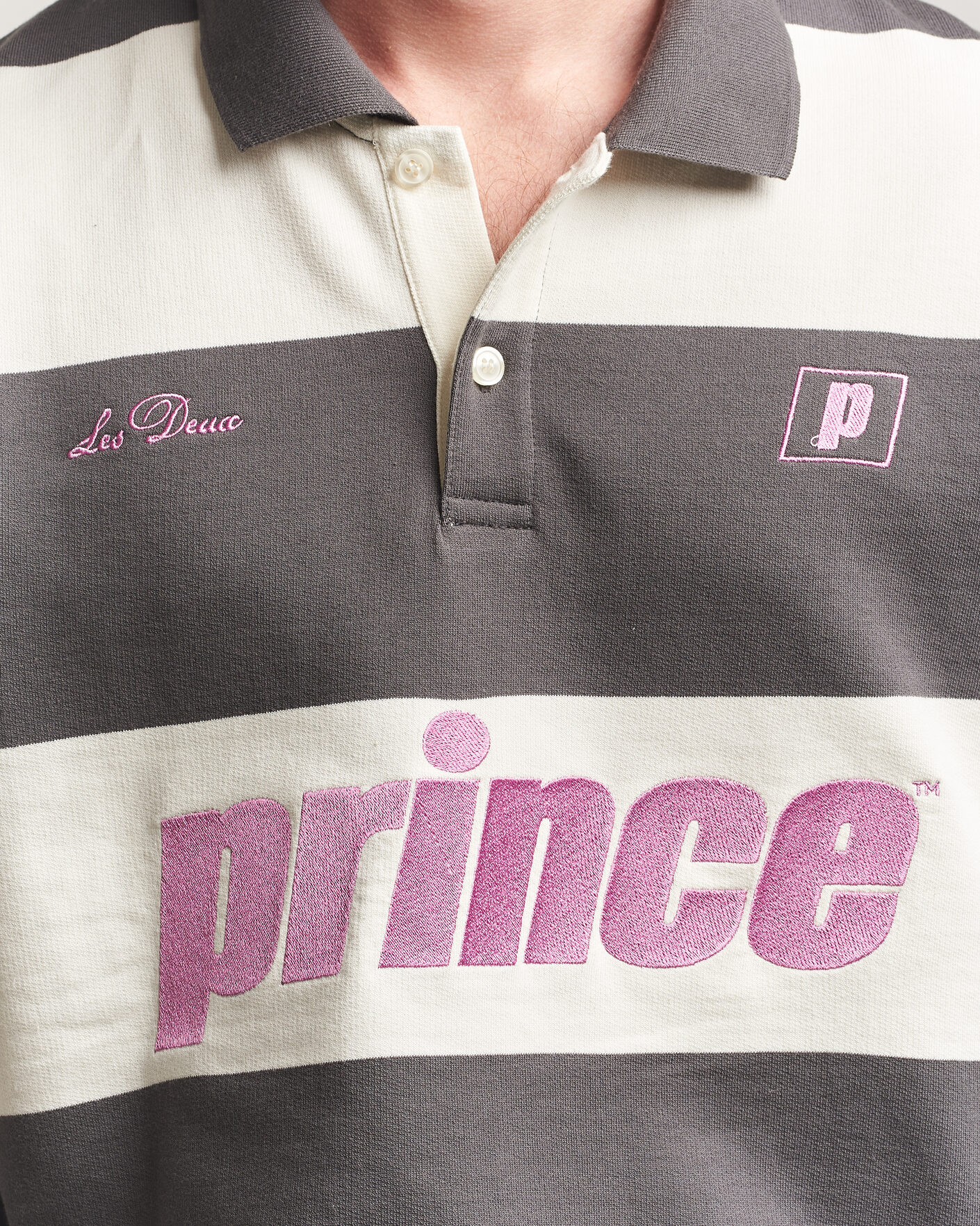 Mies | Puserot | LES DEUX | Prince Striped Long Sleeve Polo Raven Gray