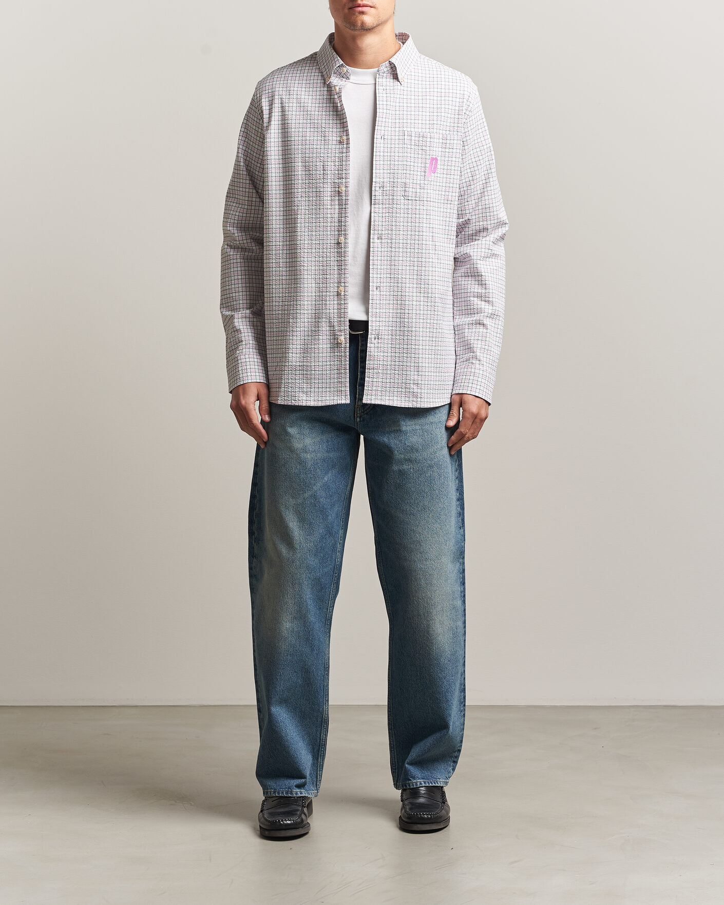 Mies | Kauluspaidat | LES DEUX | Prince Seersucker Check Shirt Ivory