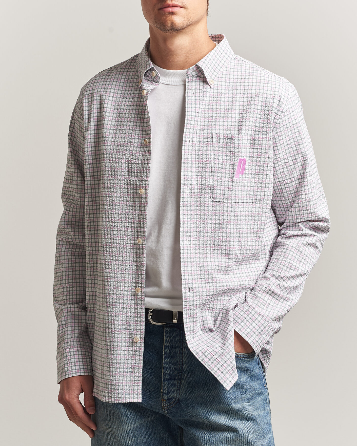 Mies | Kauluspaidat | LES DEUX | Prince Seersucker Check Shirt Ivory