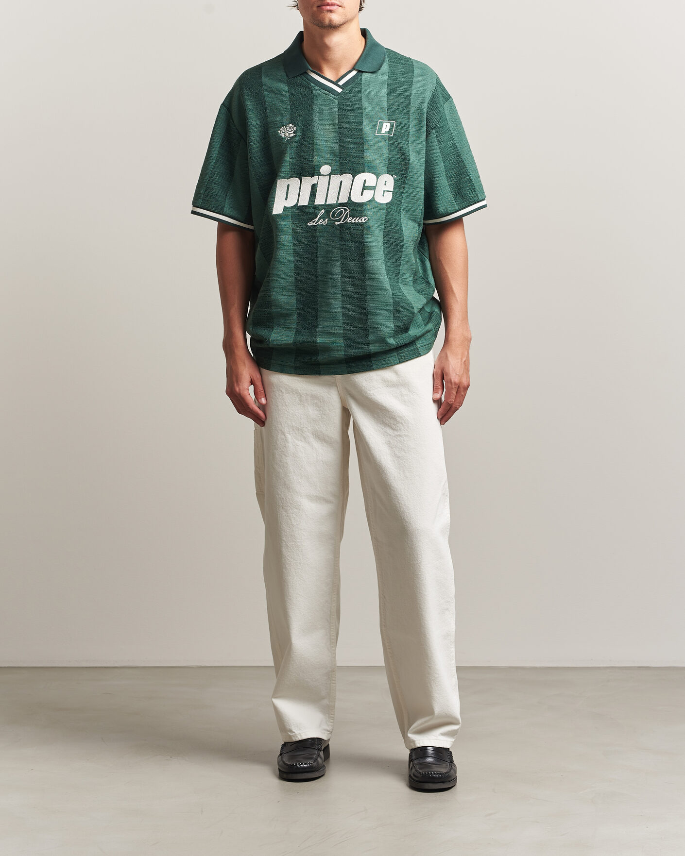 Mies | Pikeet | LES DEUX | Prince Stripe Jaquard Polo Pineneedle Green