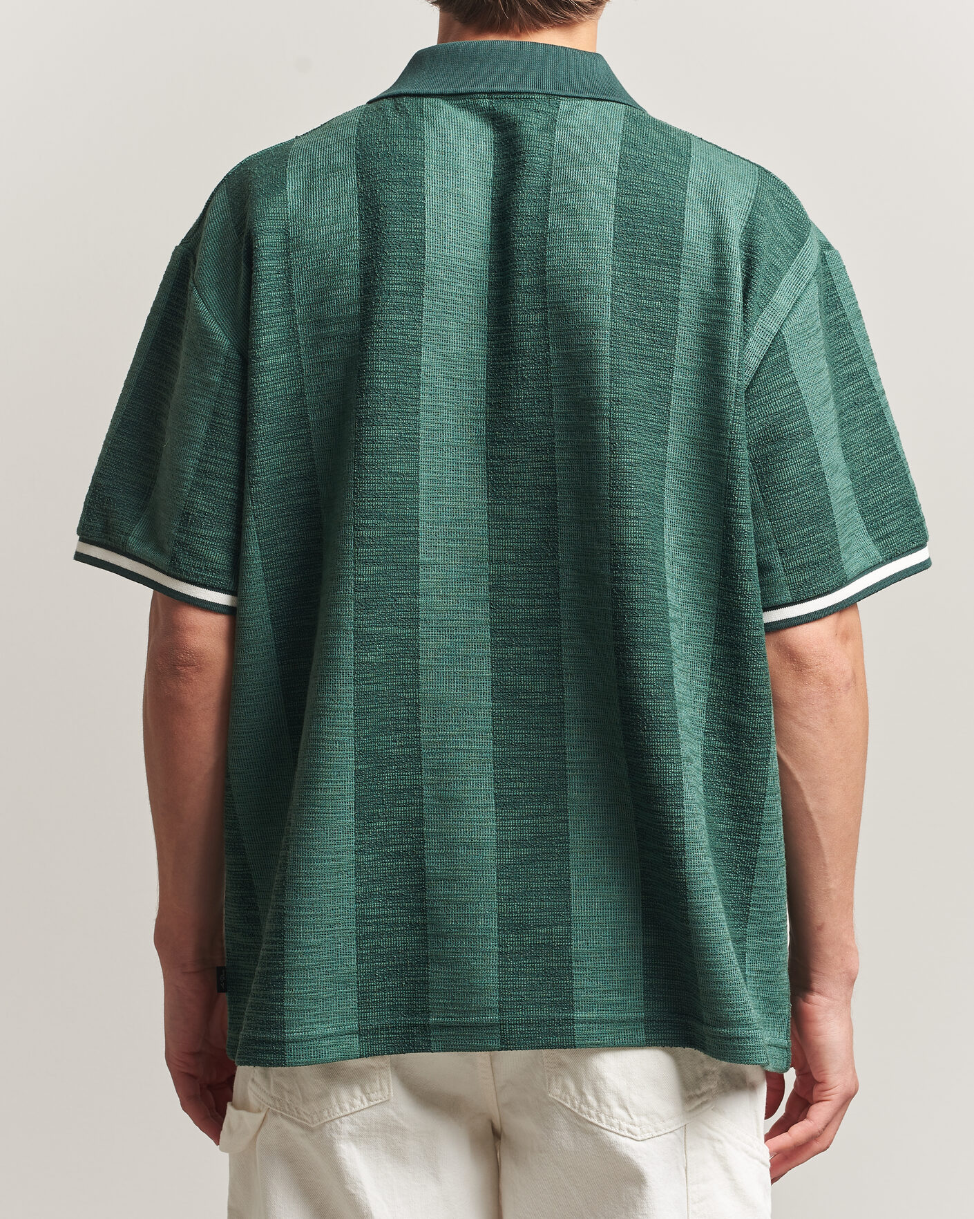 Mies | Pikeet | LES DEUX | Prince Stripe Jaquard Polo Pineneedle Green