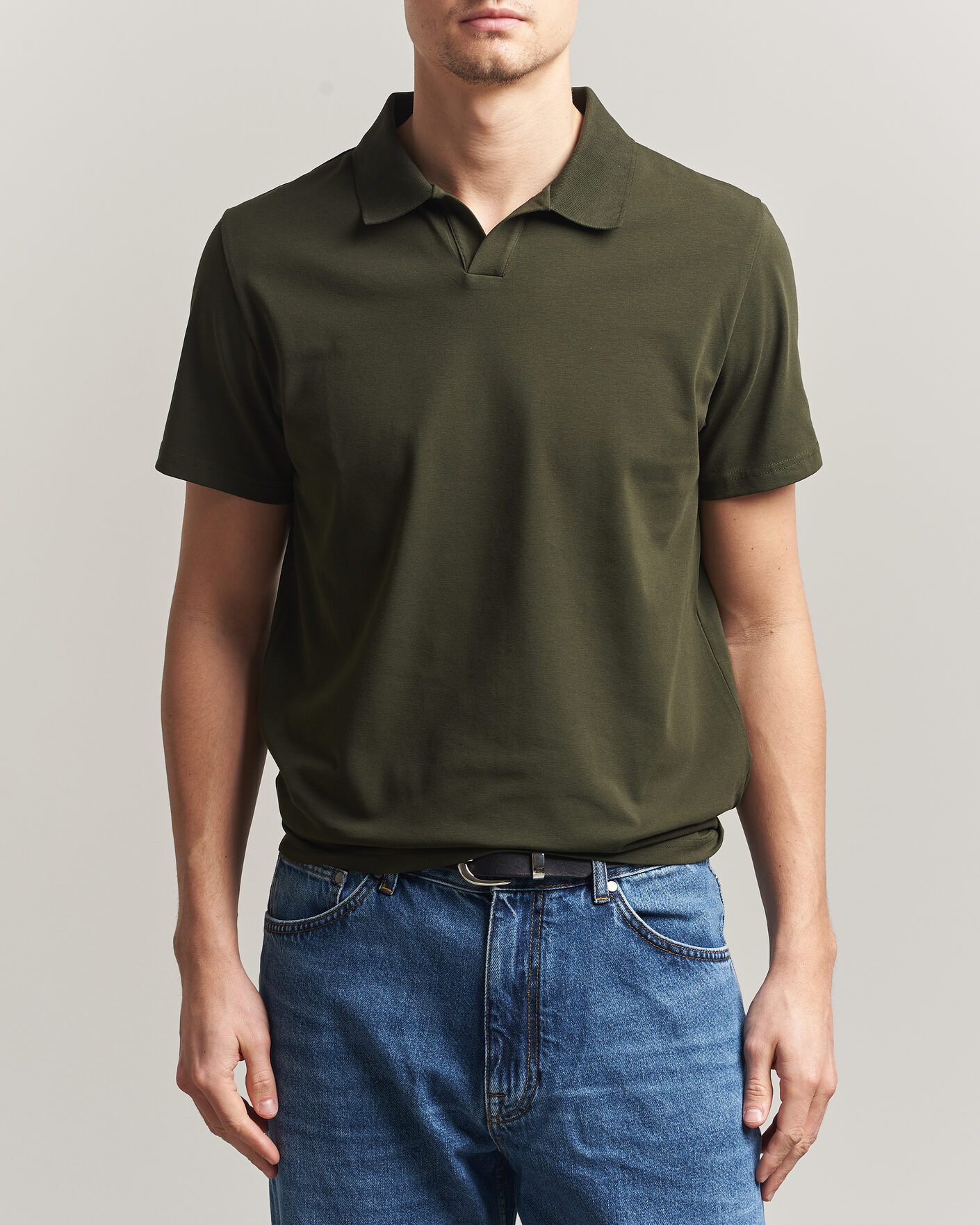 Mies | Pikeet | Filippa K | Soft Lycra Polo T-Shirt Midnight Olive