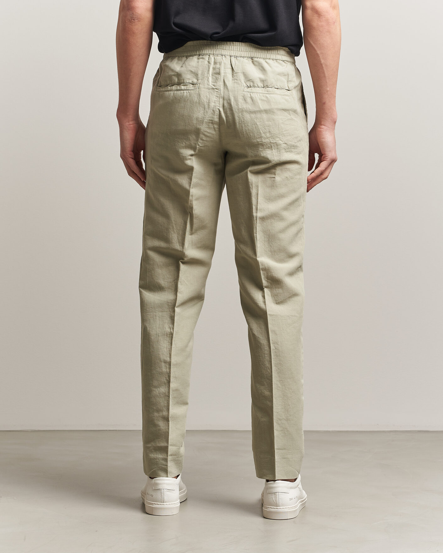 Mies | Housut | Filippa K | Theo Relaxed Linen/Cotton Drawstring Trousers Light Green