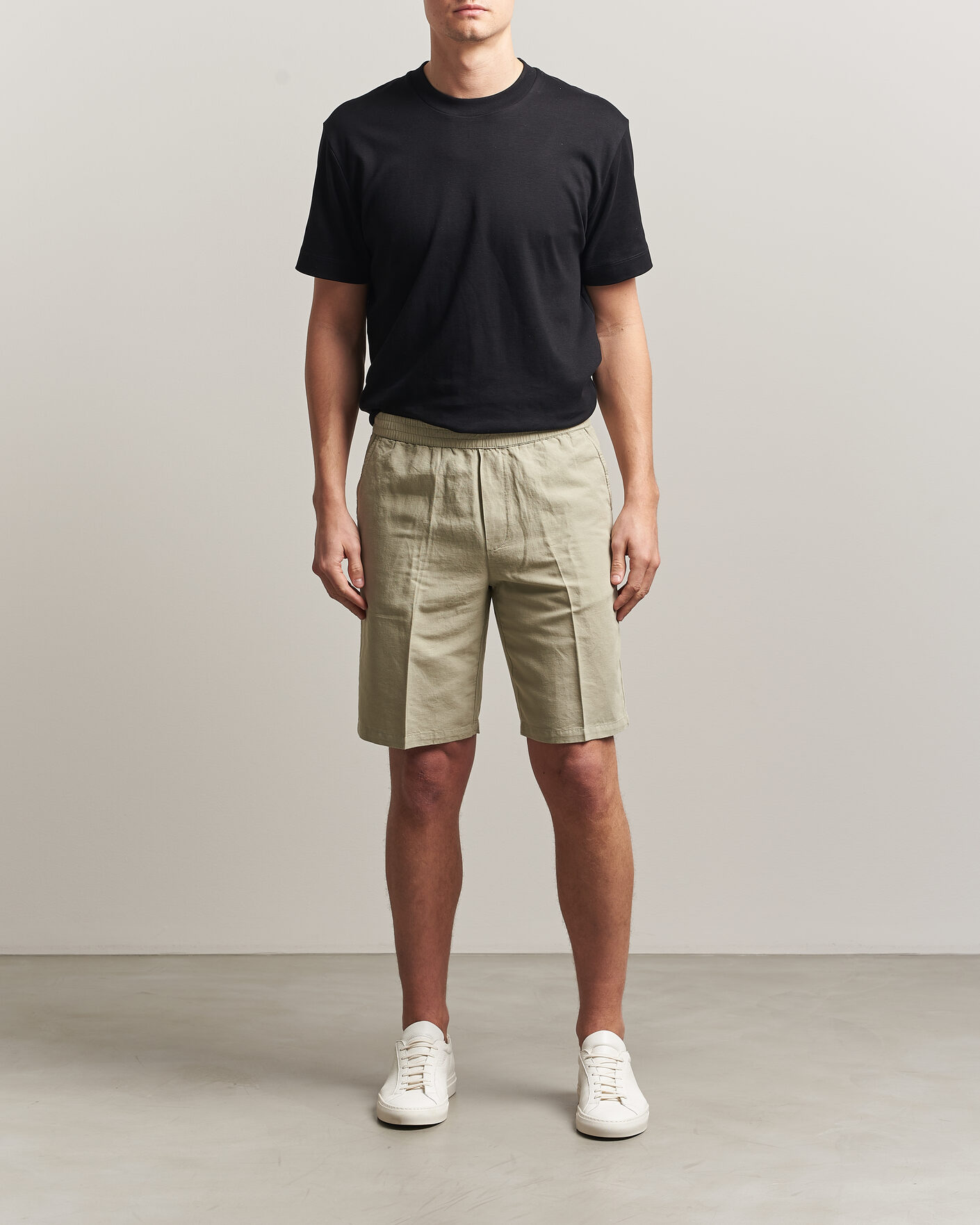 Mies | Shortsit | Filippa K | Theo Relaxed Linen/Cotton Drawstring Shorts Light Green